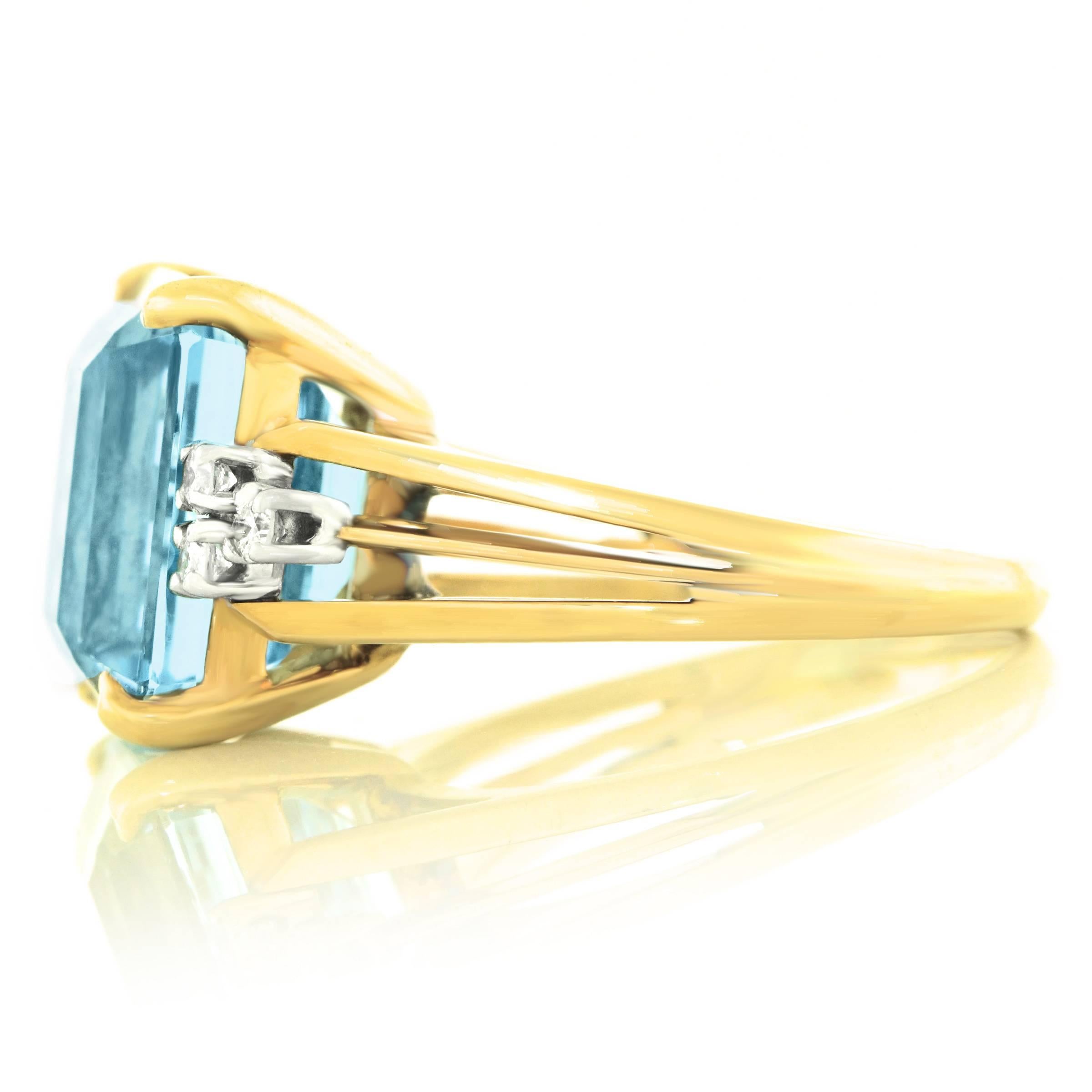 1950s Aquamarine Diamond Gold Ring 3