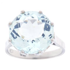 13 Carat Aquamarine Set White Gold Fifties Ring