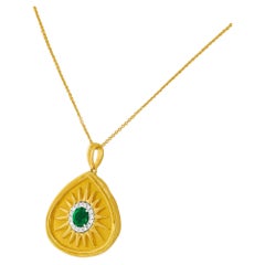 Spark Creations Emerald & Diamond Pendant Necklace