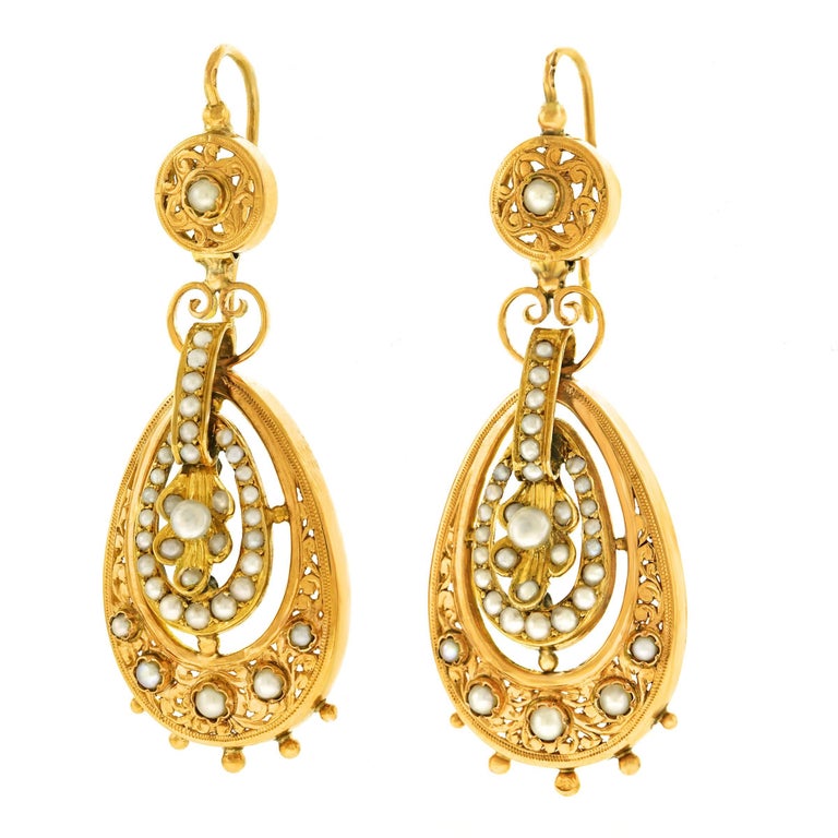 Antique French Gold Earrings at 1stdibs