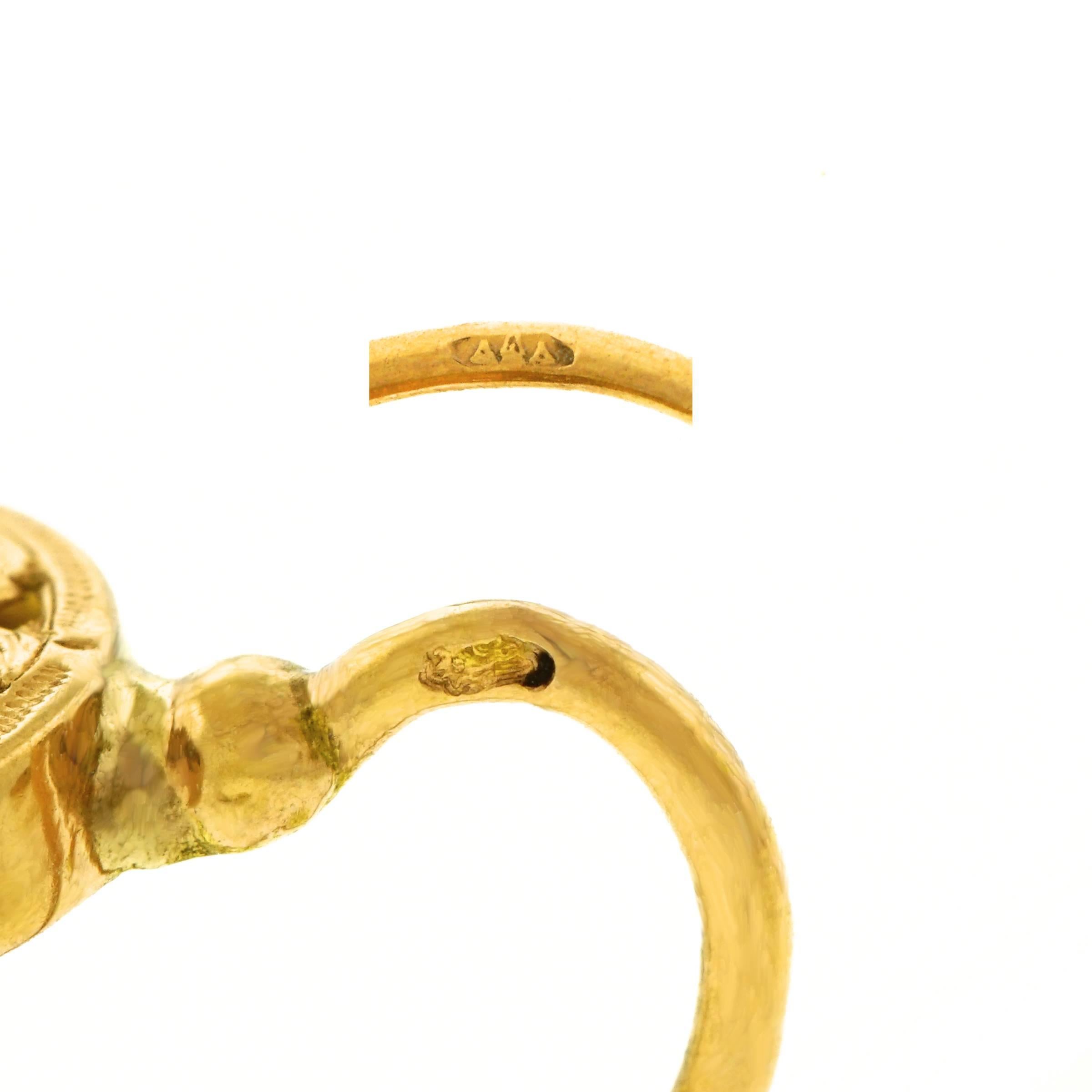 Women's or Men's Antique French Gold Earrings