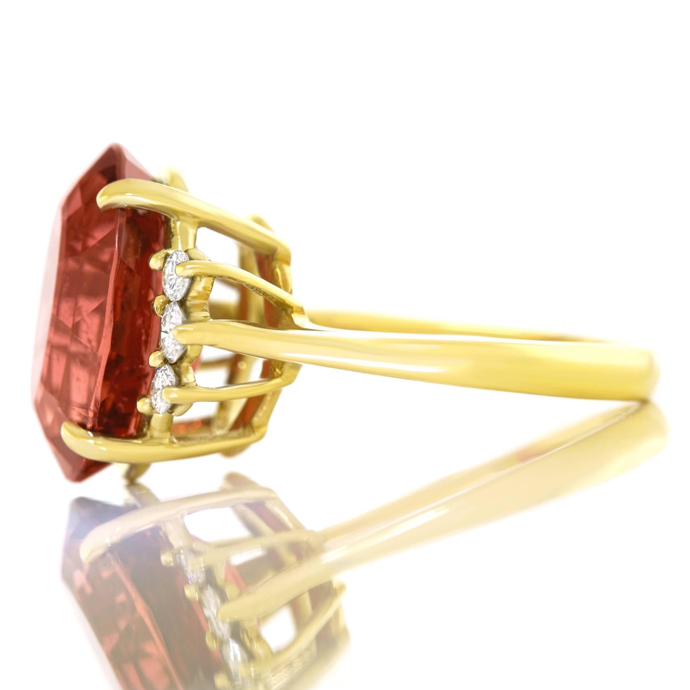 1960s Tourmaline and Diamond Set Gold Ring 3