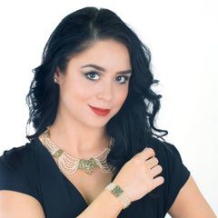 Mogul Emerald and Pearl Gold Bracelet