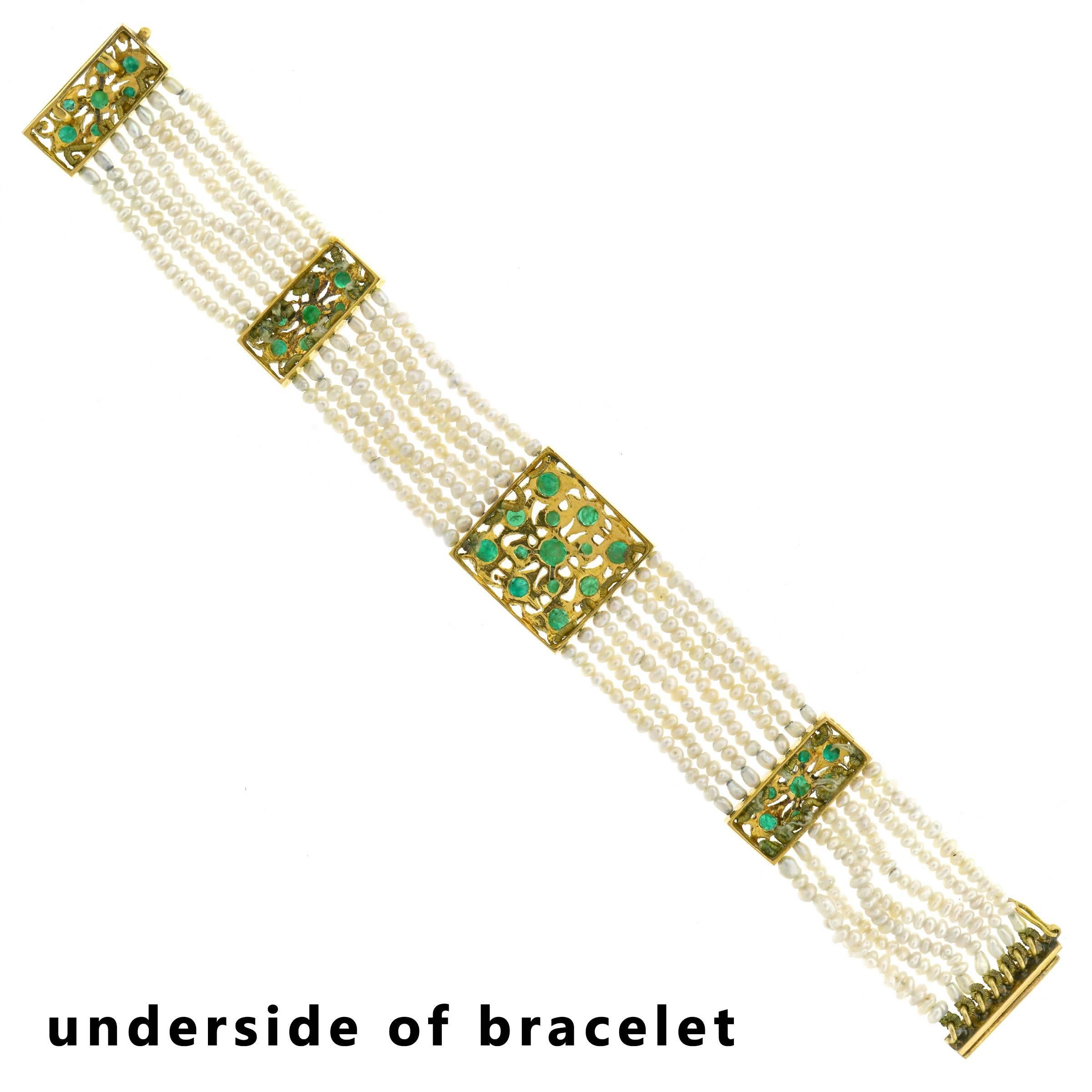 Mogul Emerald and Pearl Gold Bracelet 1