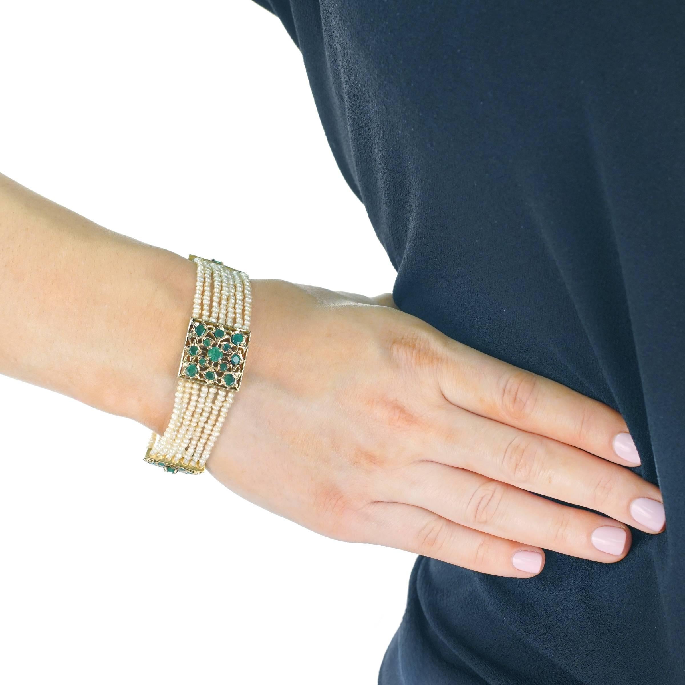 Mogul Emerald and Pearl Gold Bracelet 2