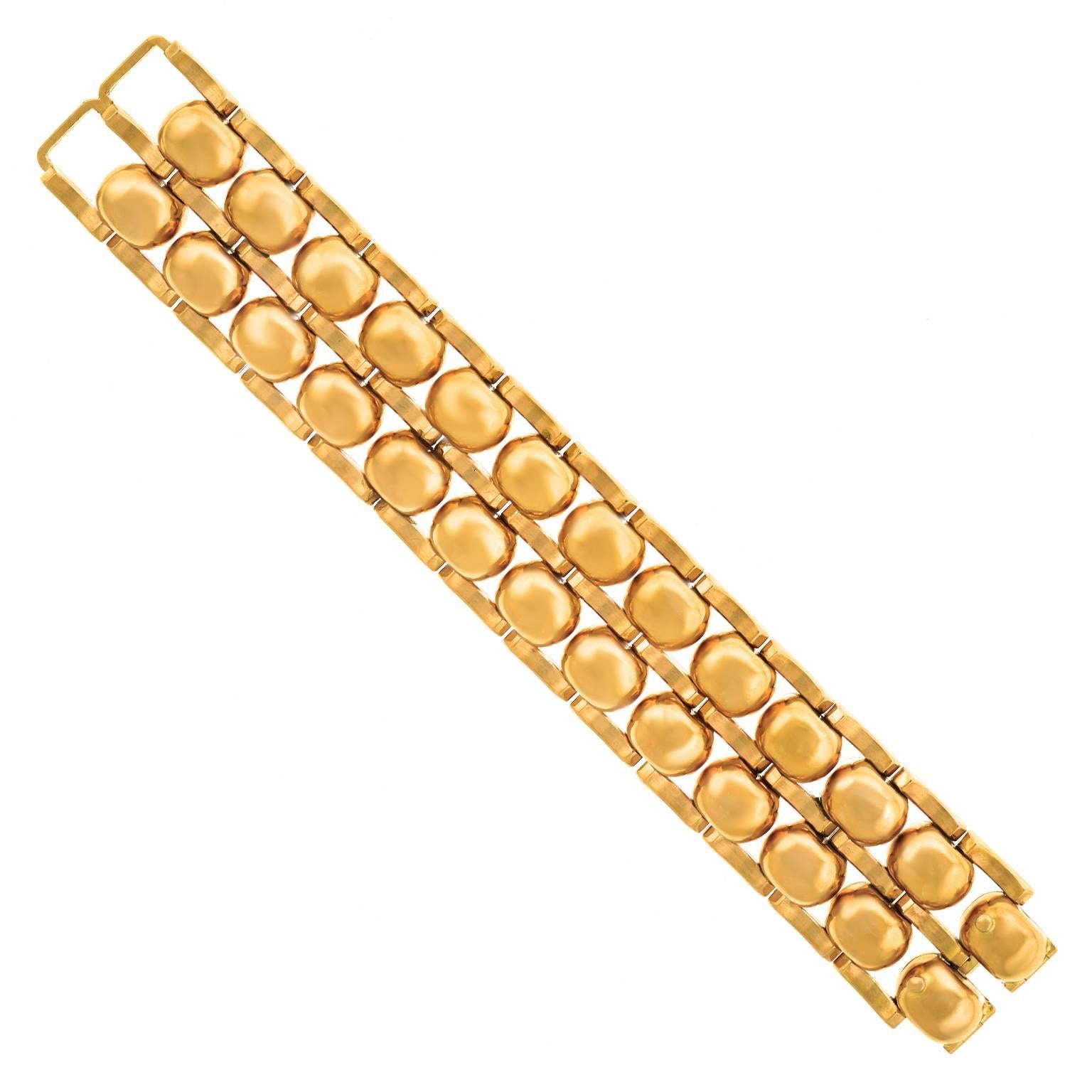 Chunky Art Deco Machine Age Gold Bracelet 2