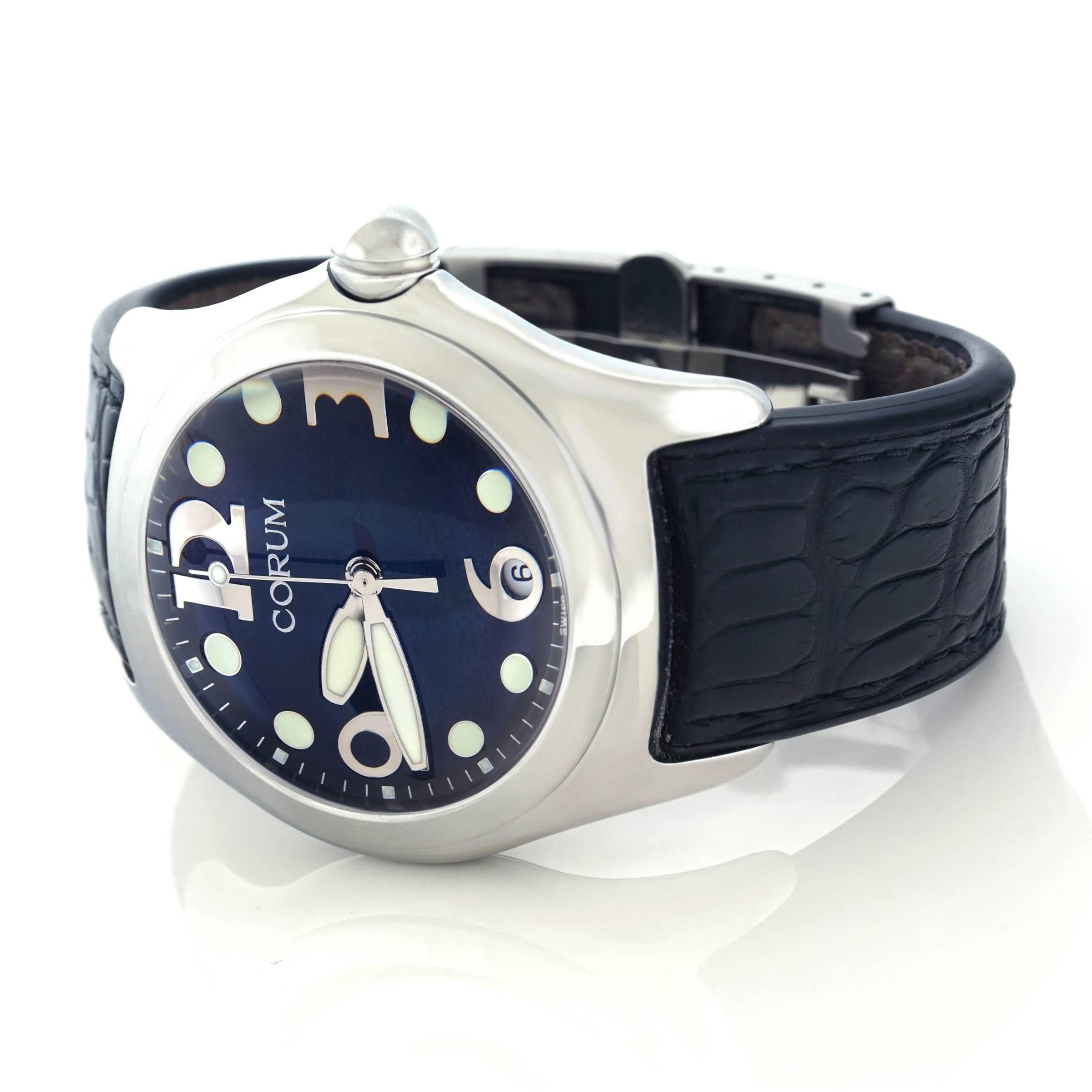 Corum Stainless Steel Large Black Bubble Quartz Wristwatch 3