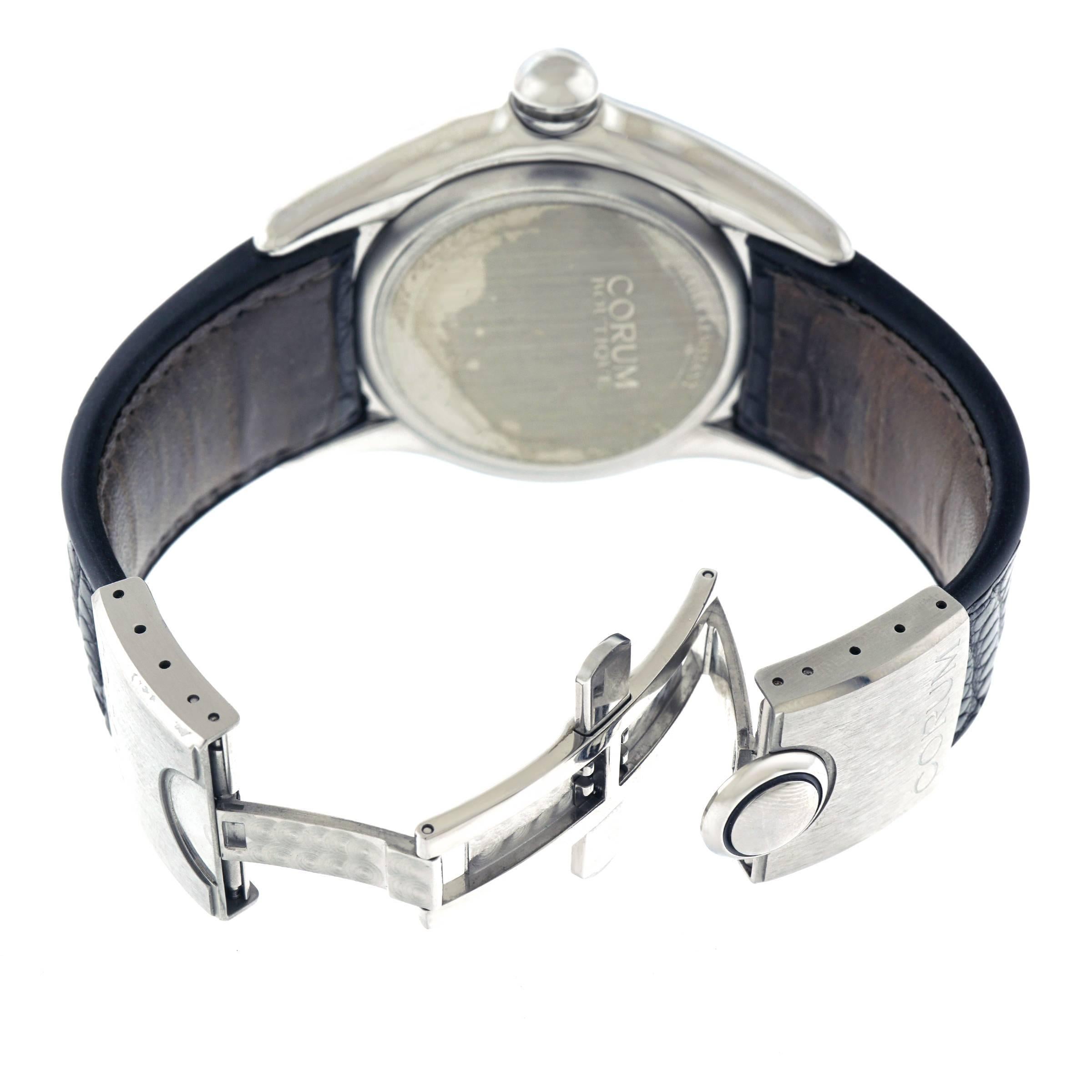 Corum Stainless Steel Large Black Bubble Quartz Wristwatch 5