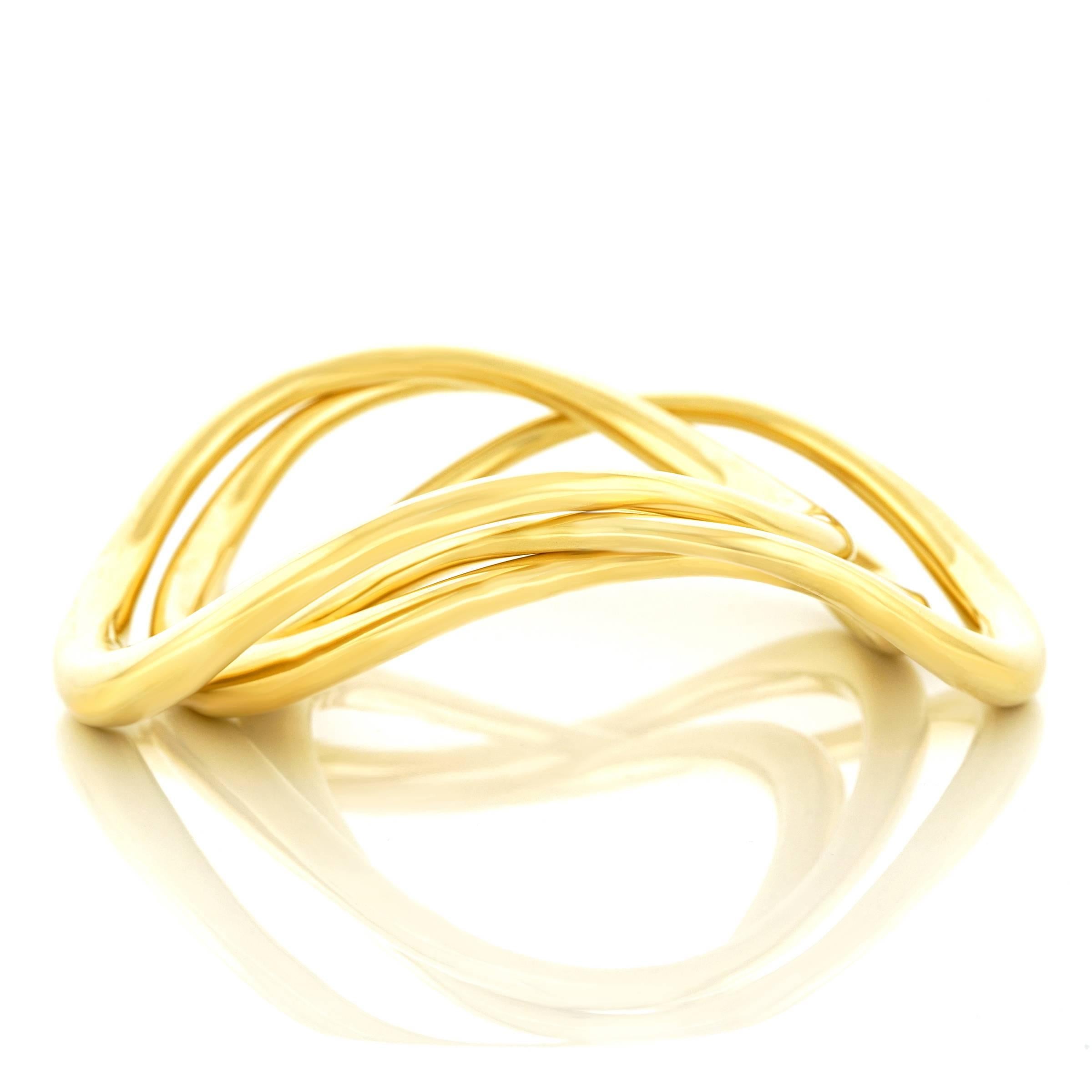 Set of Three Modernist Gold Bangles by Timothy Grannis 1