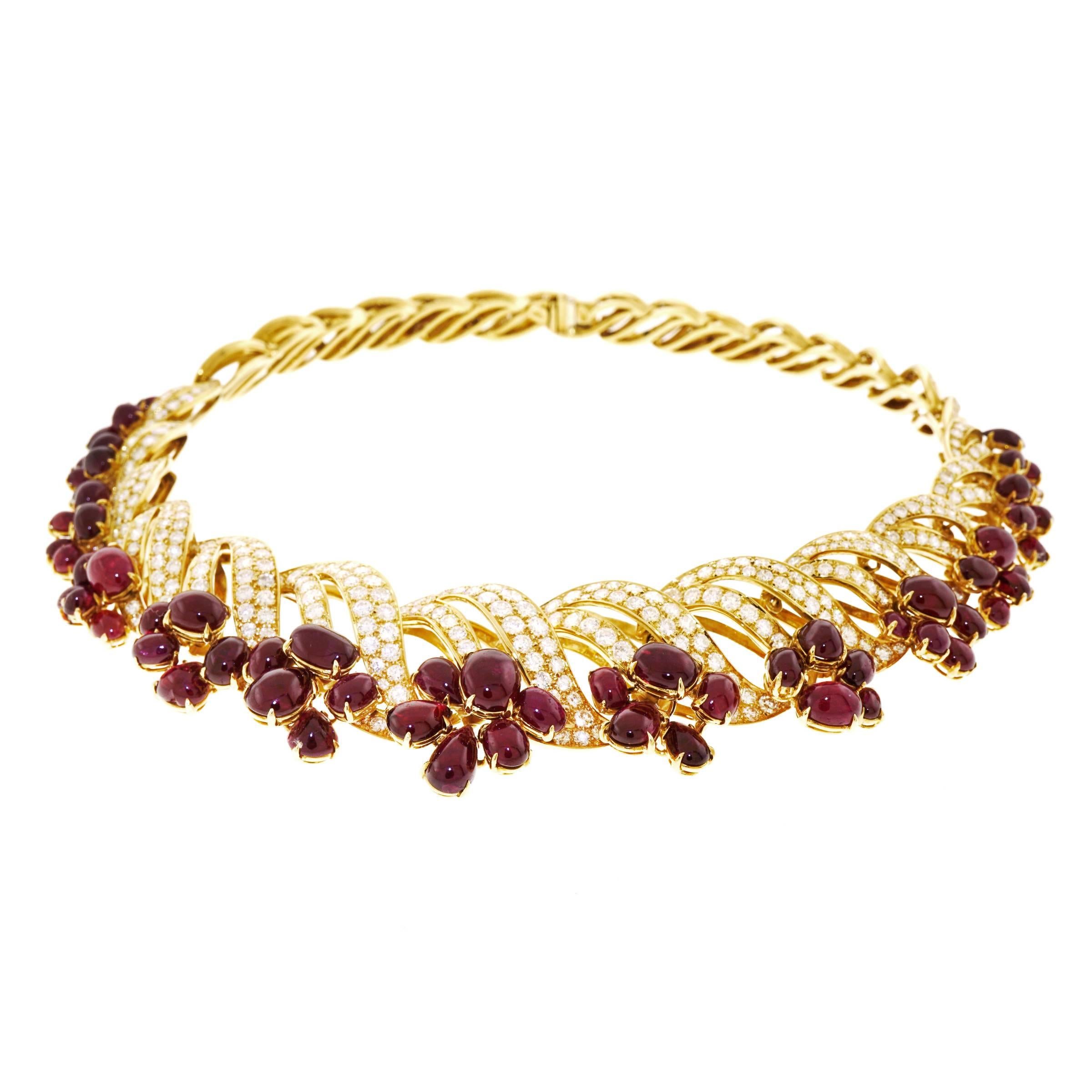 Magnificent Adler No-Heat Ruby and Diamond Gold Necklace 3