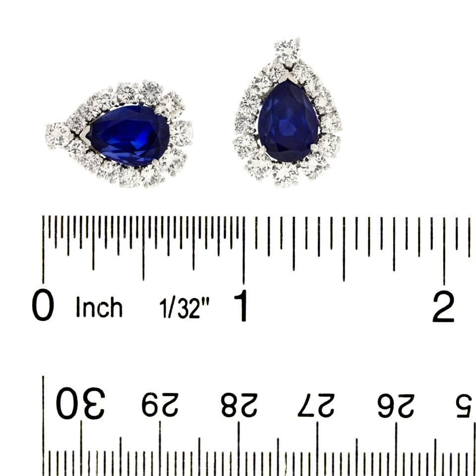 No-Heat Burma and Ceylon Sapphire and Diamond-set Platinum Earrings 1