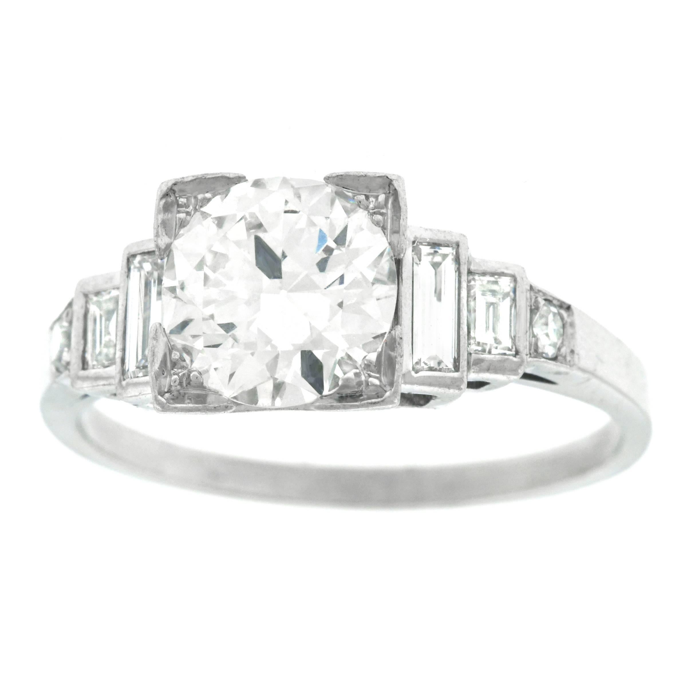 Art Deco 1.46 Carat Diamond Engagement Ring GIA Report 4