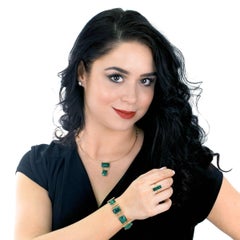 French Modern Malachite Set Gold Ring