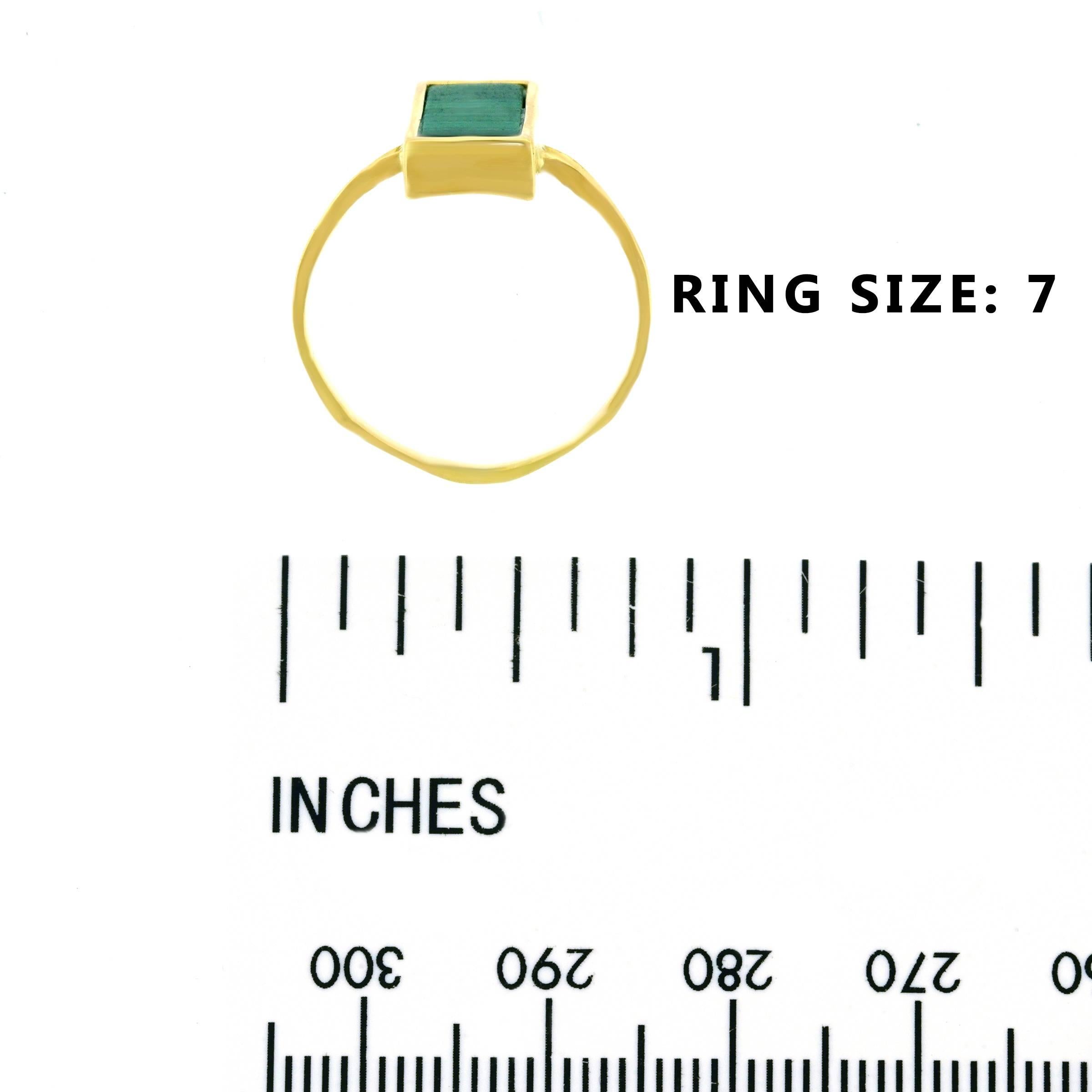 French Modern Malachite Set Gold Ring 1