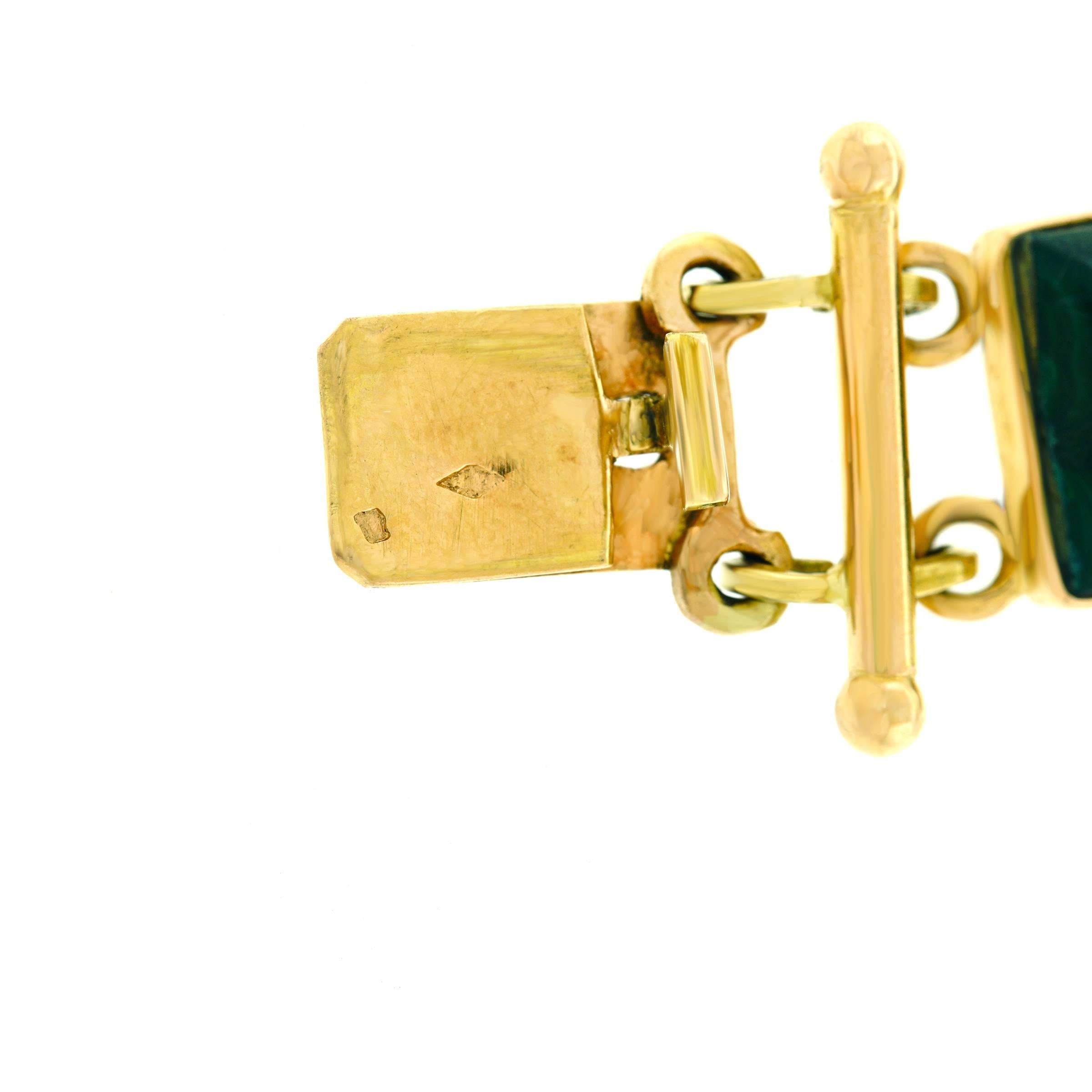 French Modern Malachite Set Gold Bracelet 1