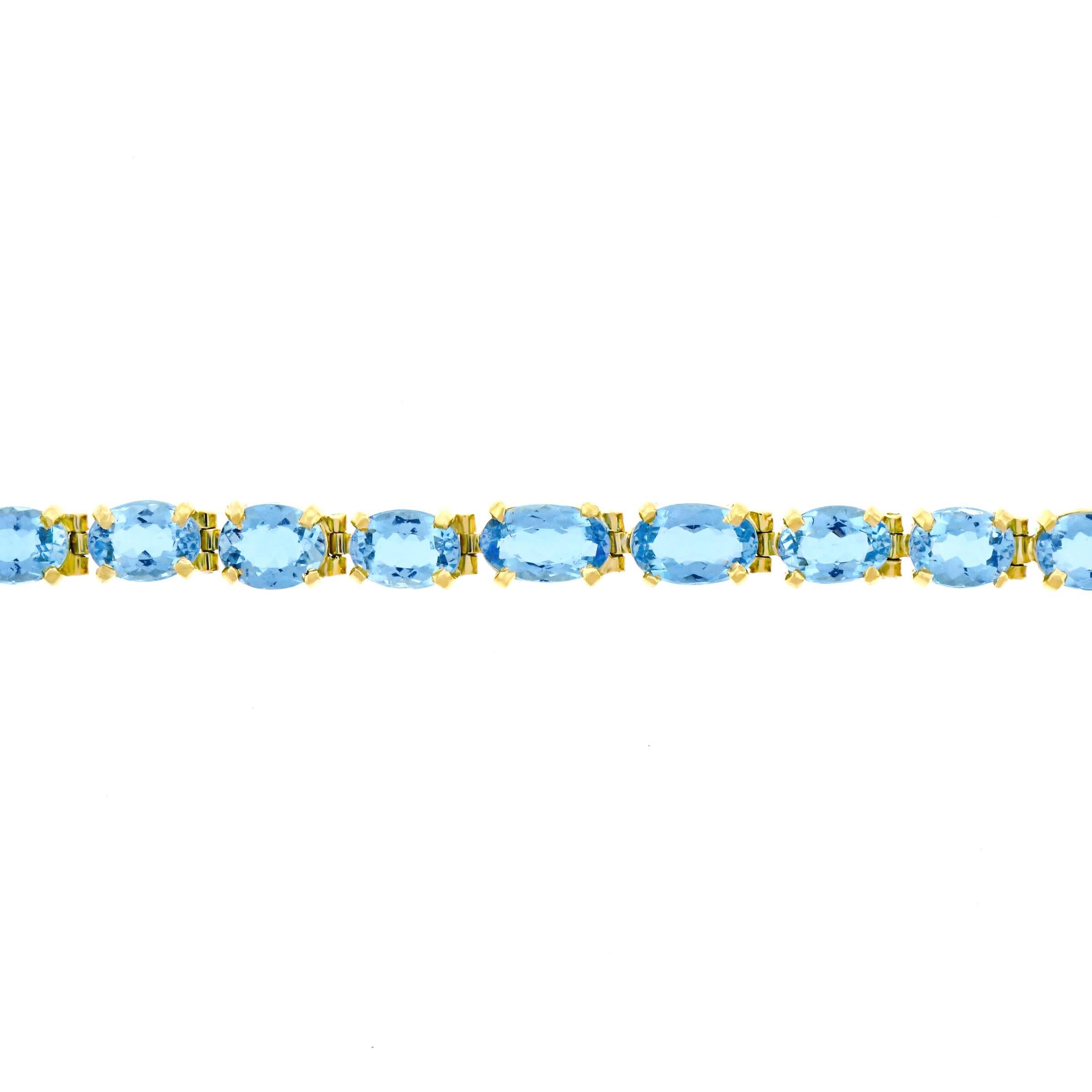 Aquamarine Set Gold Bracelet 2