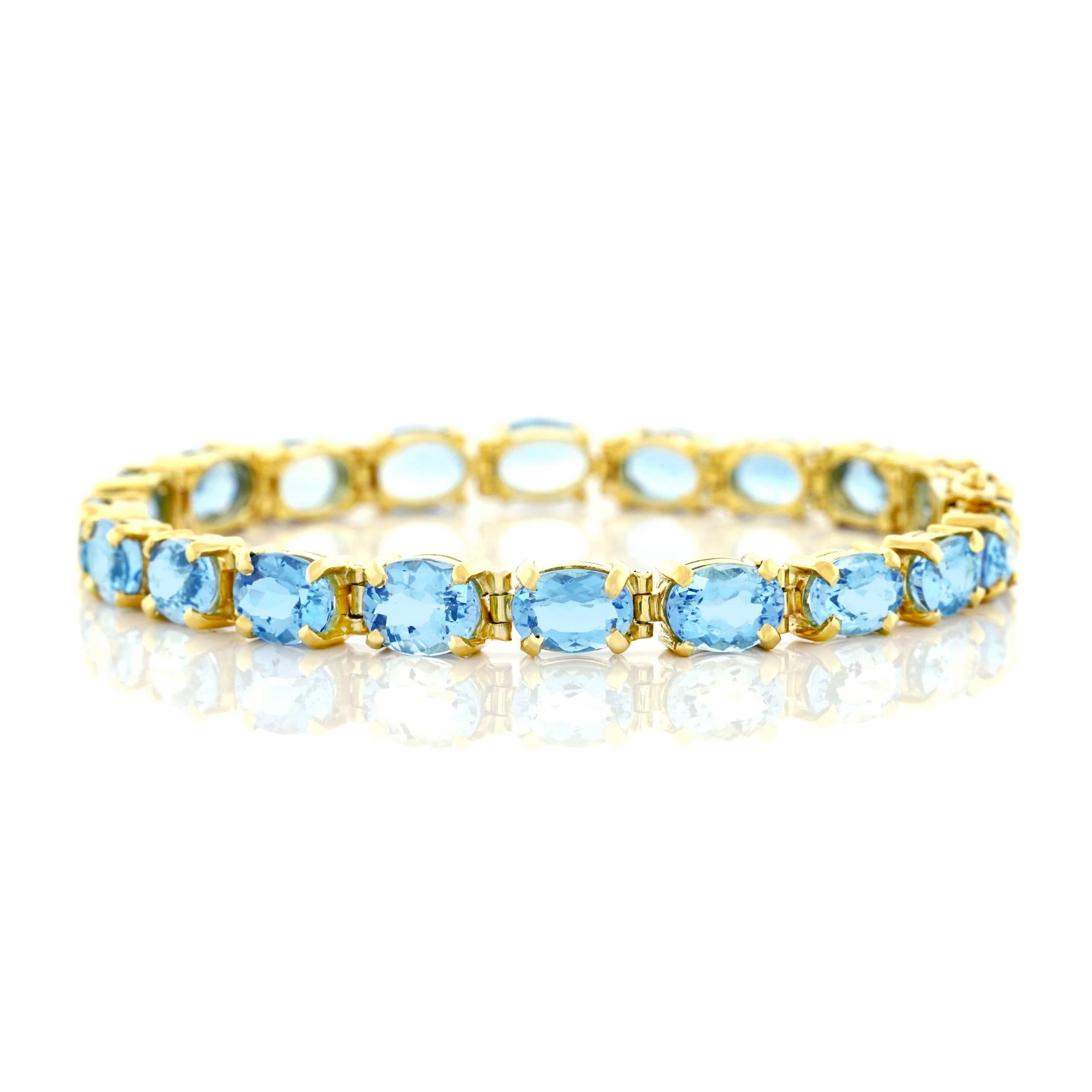 Aquamarine Set Gold Bracelet 5