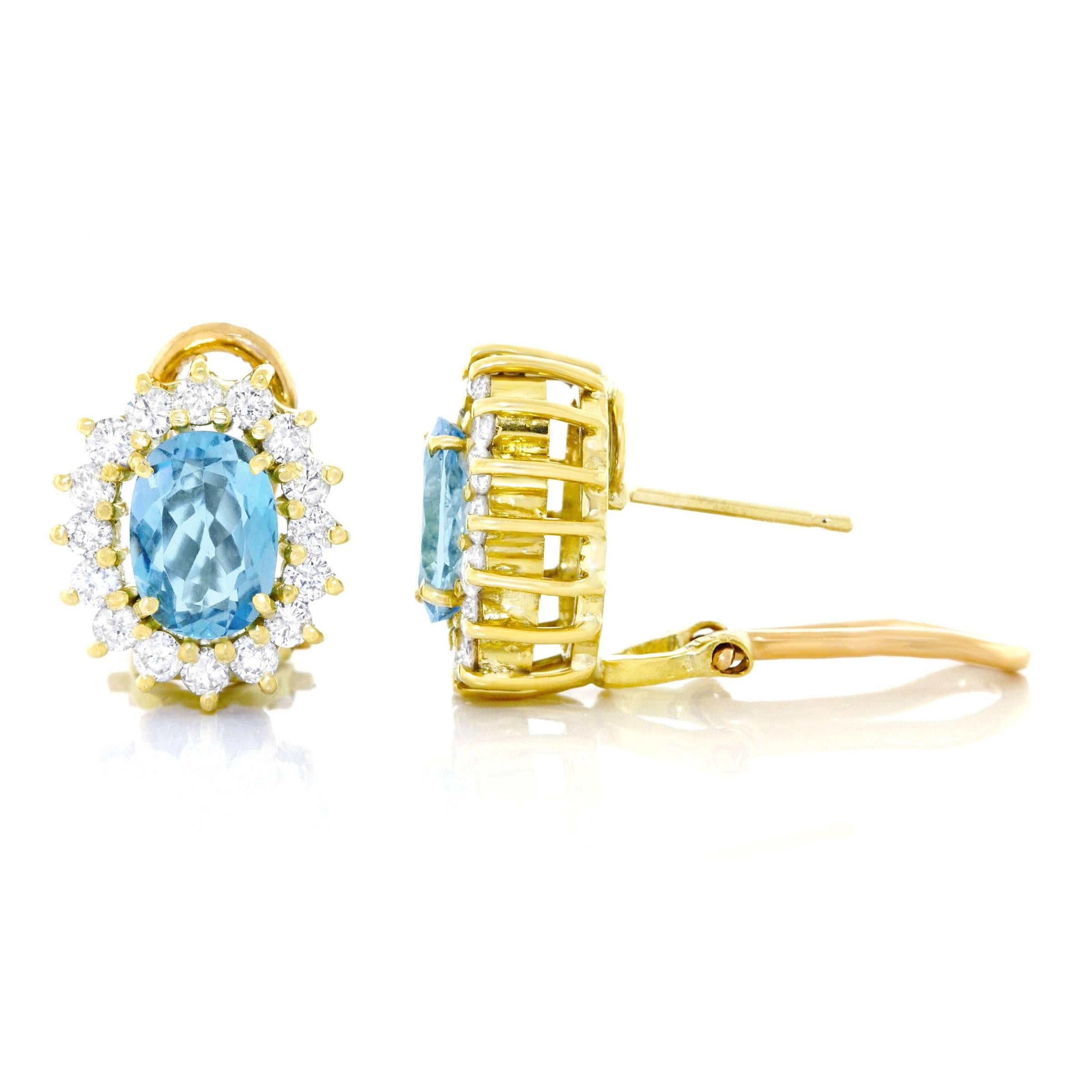 Aquamarine and Diamond-Set Gold Earrings 1