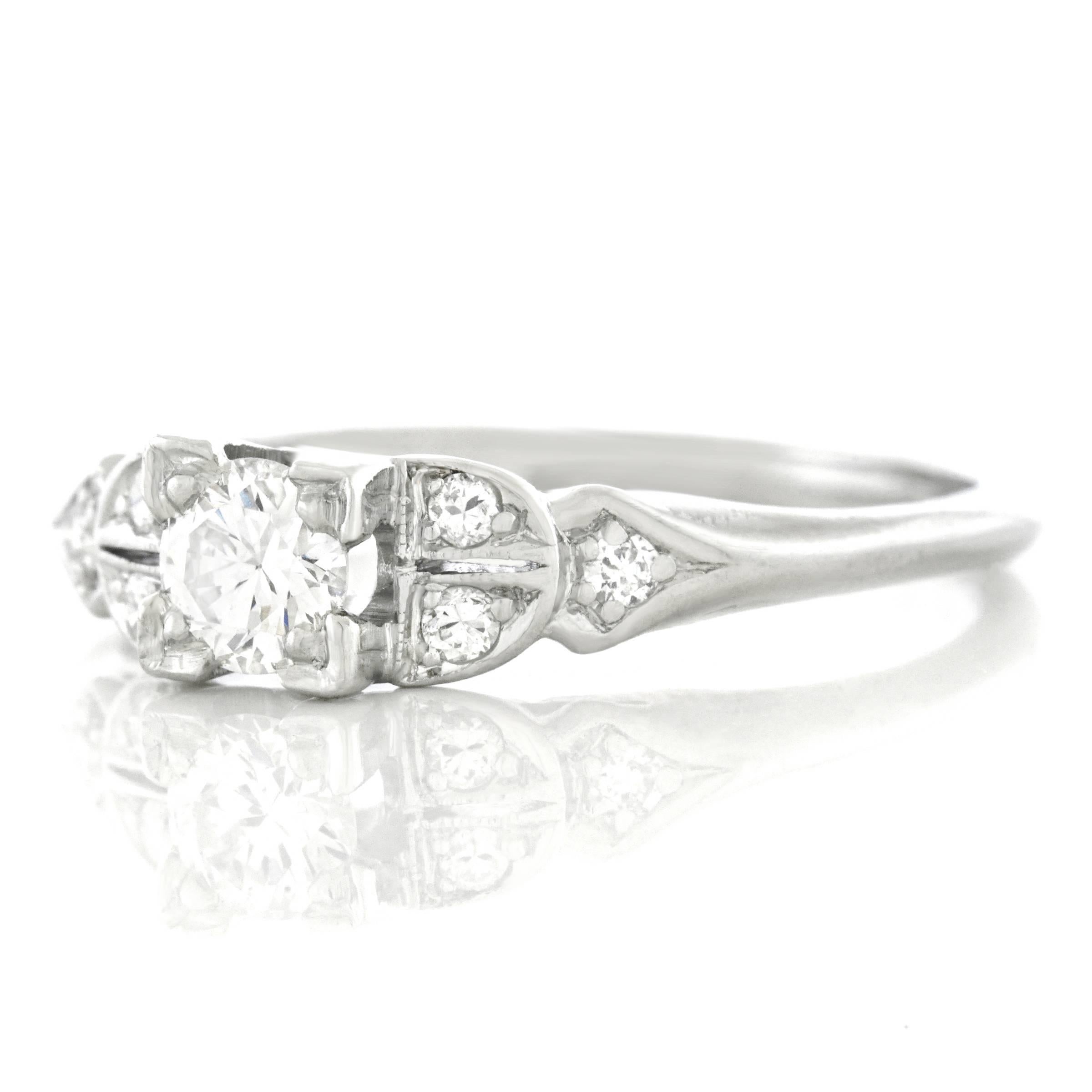 Brilliant Cut Art Deco Diamond set Platinum Engagement Ring
