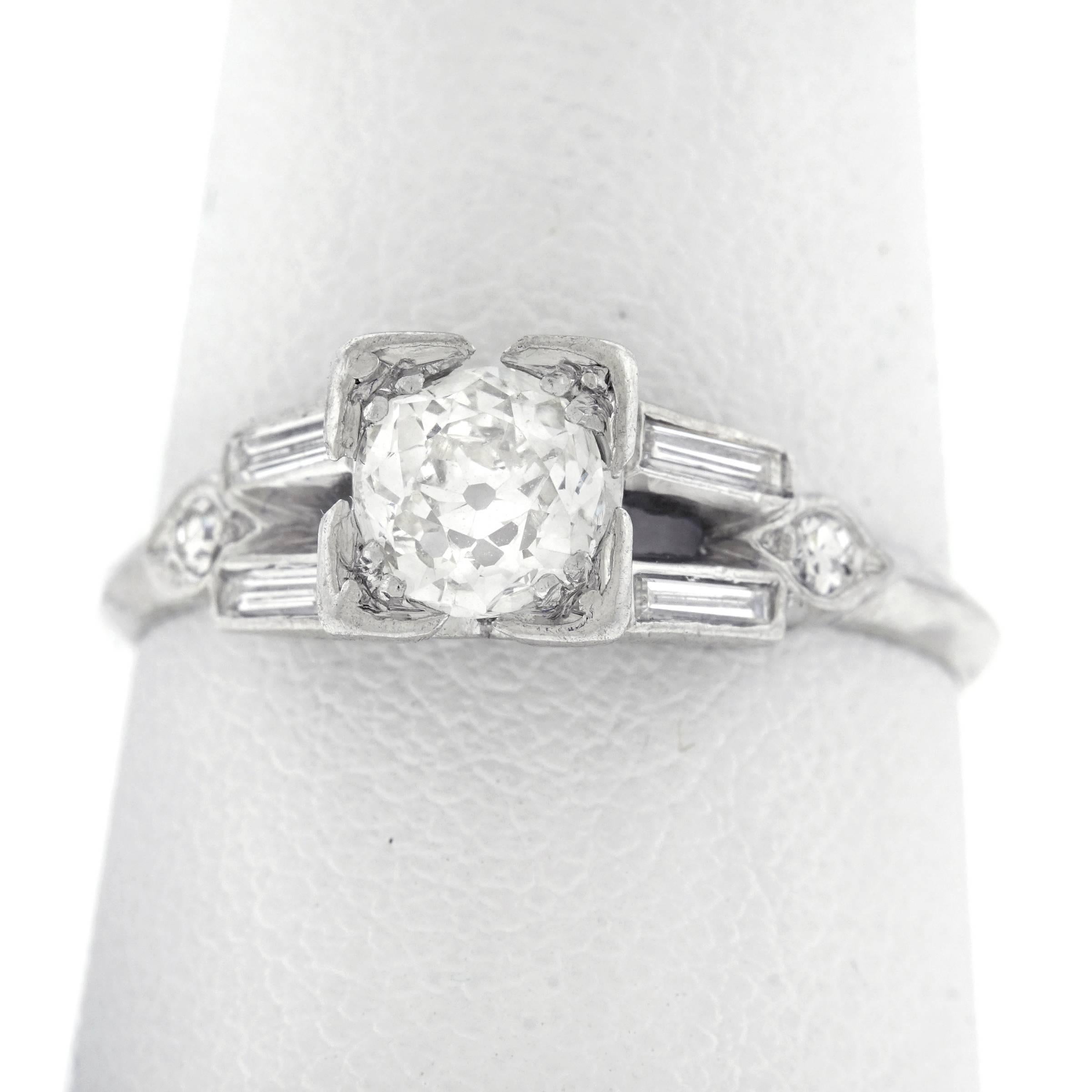 Art Deco Diamond Set Platinum Engagement Ring 4