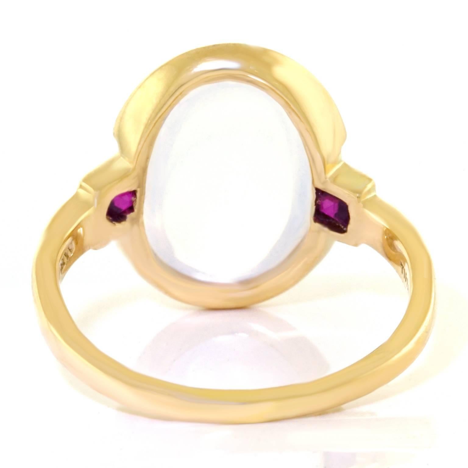 1950s Tiffany & Co. Moonstone and Ruby Gold Ring 1