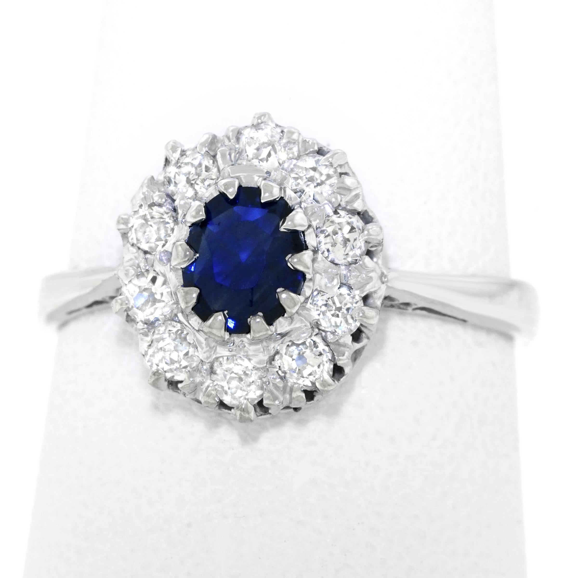 1930s French Sapphire and Diamond Set Gold and Platinum Ring 4