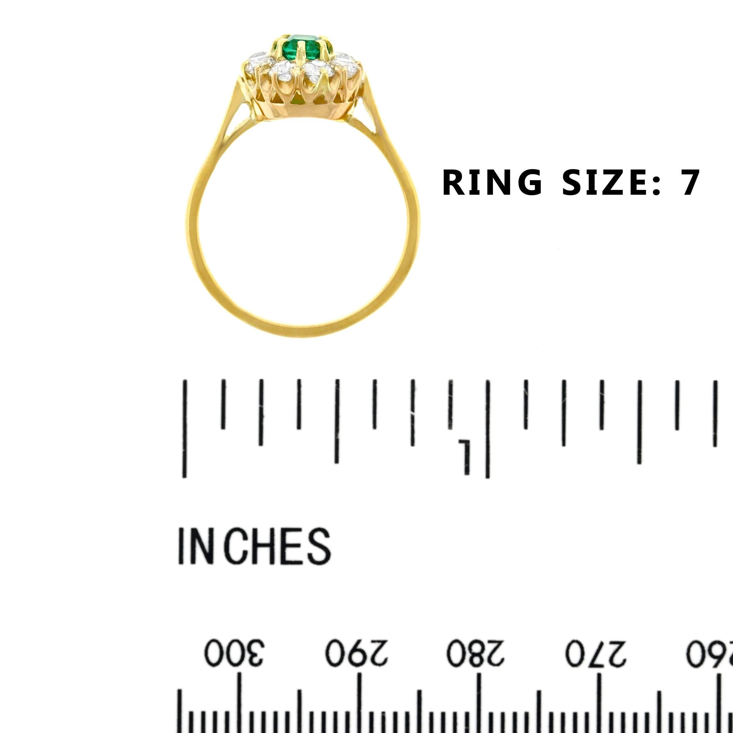 Antique Emerald and Diamond Set Gold Ring 2
