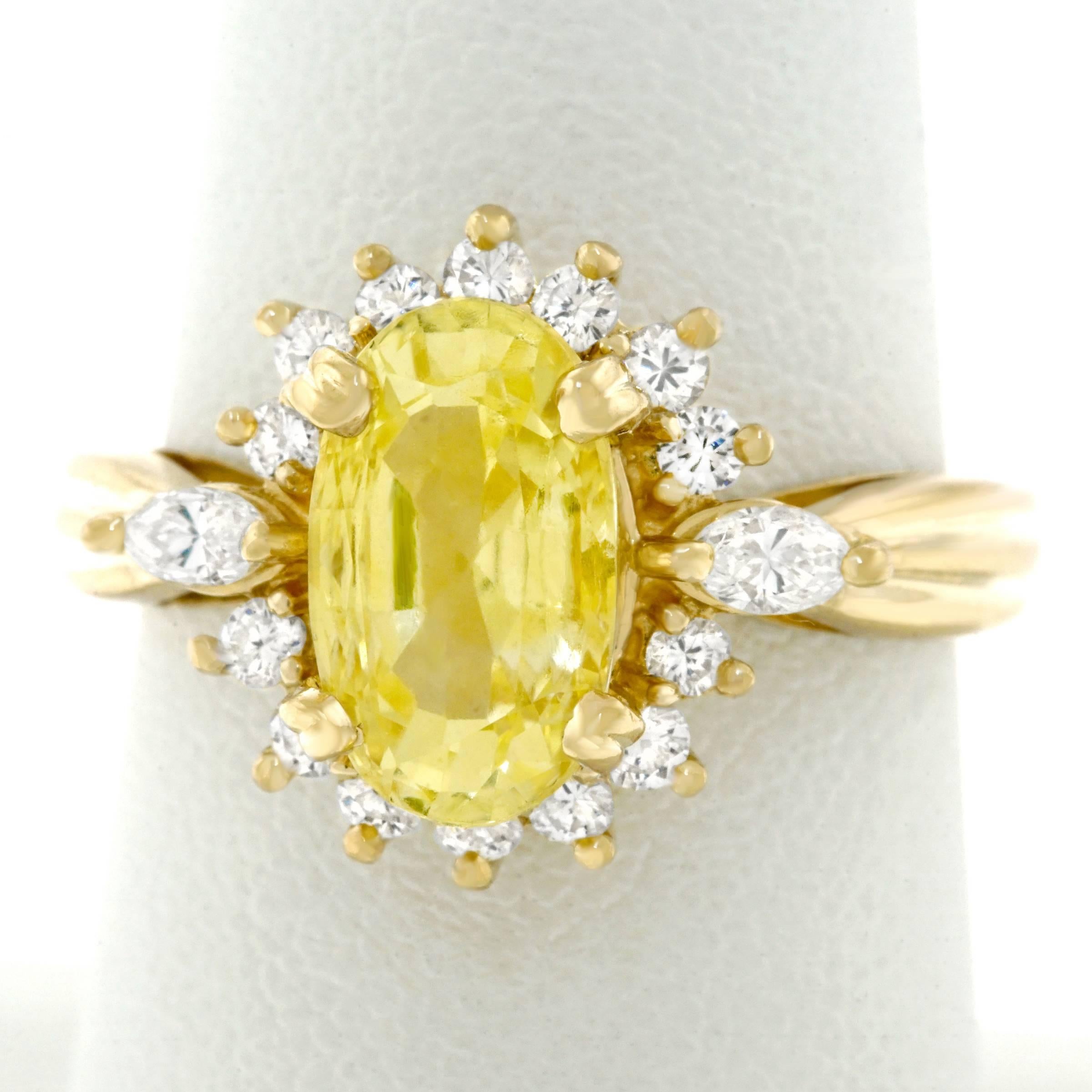 Yellow Sapphire and Diamond Set Gold Ring 4