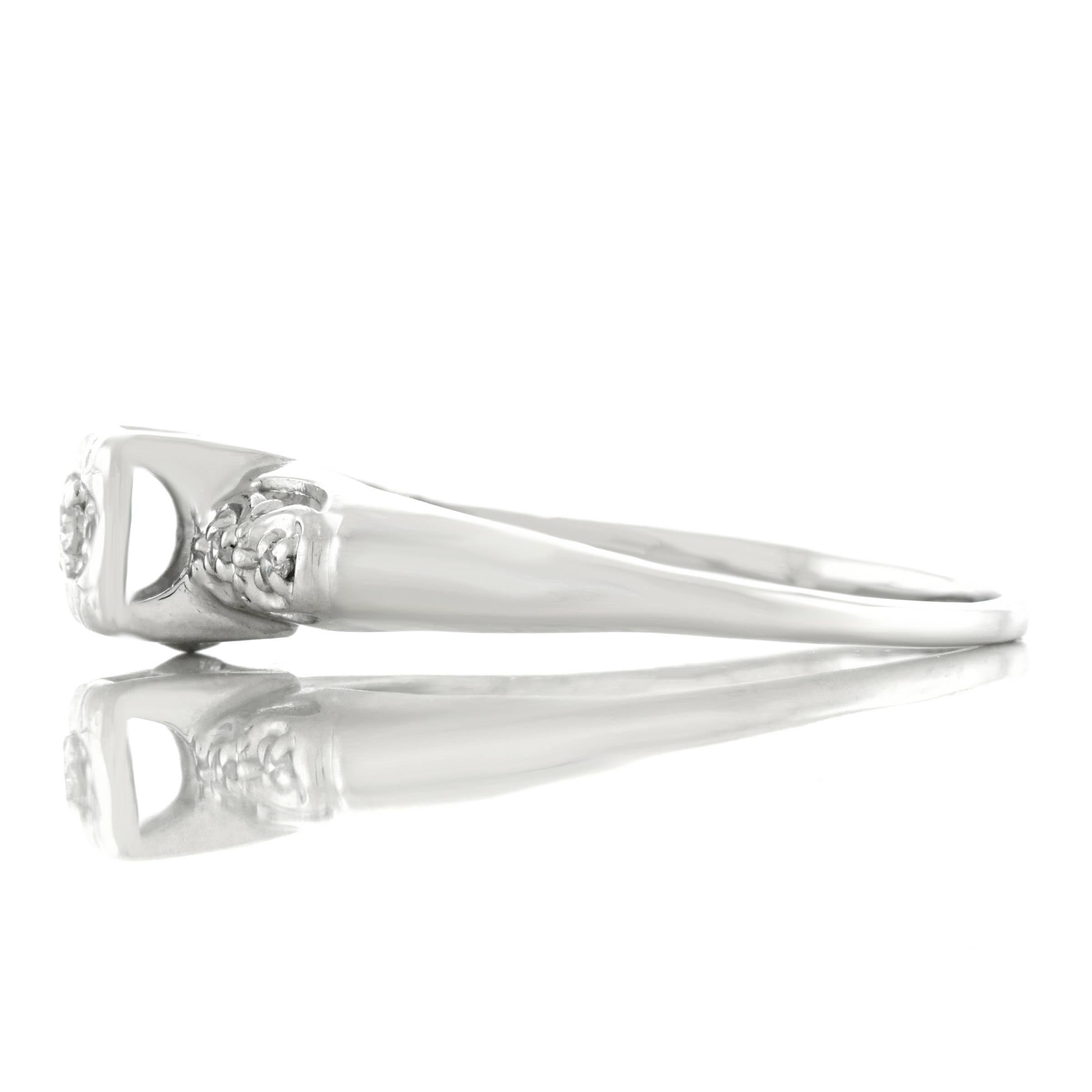 Art Deco Diamond Engagement Ring, White Gold 2