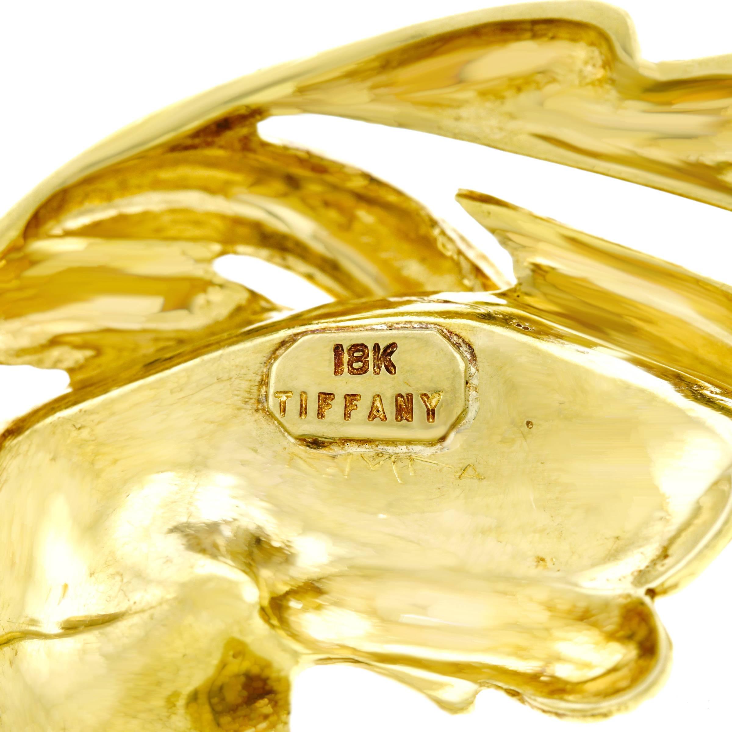 Tiffany & Co. Leaf Motif Gold Brooch 1
