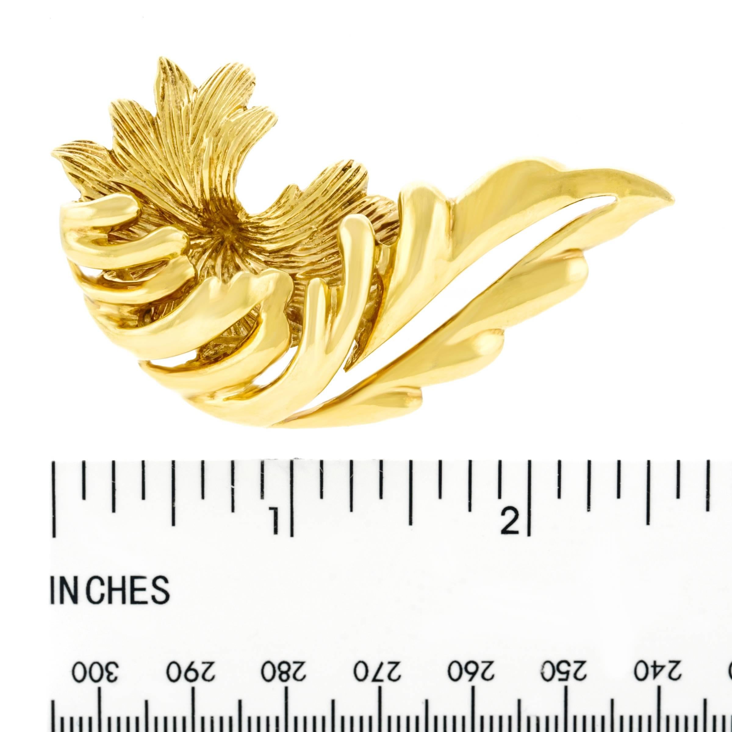Tiffany & Co. Leaf Motif Gold Brooch 2