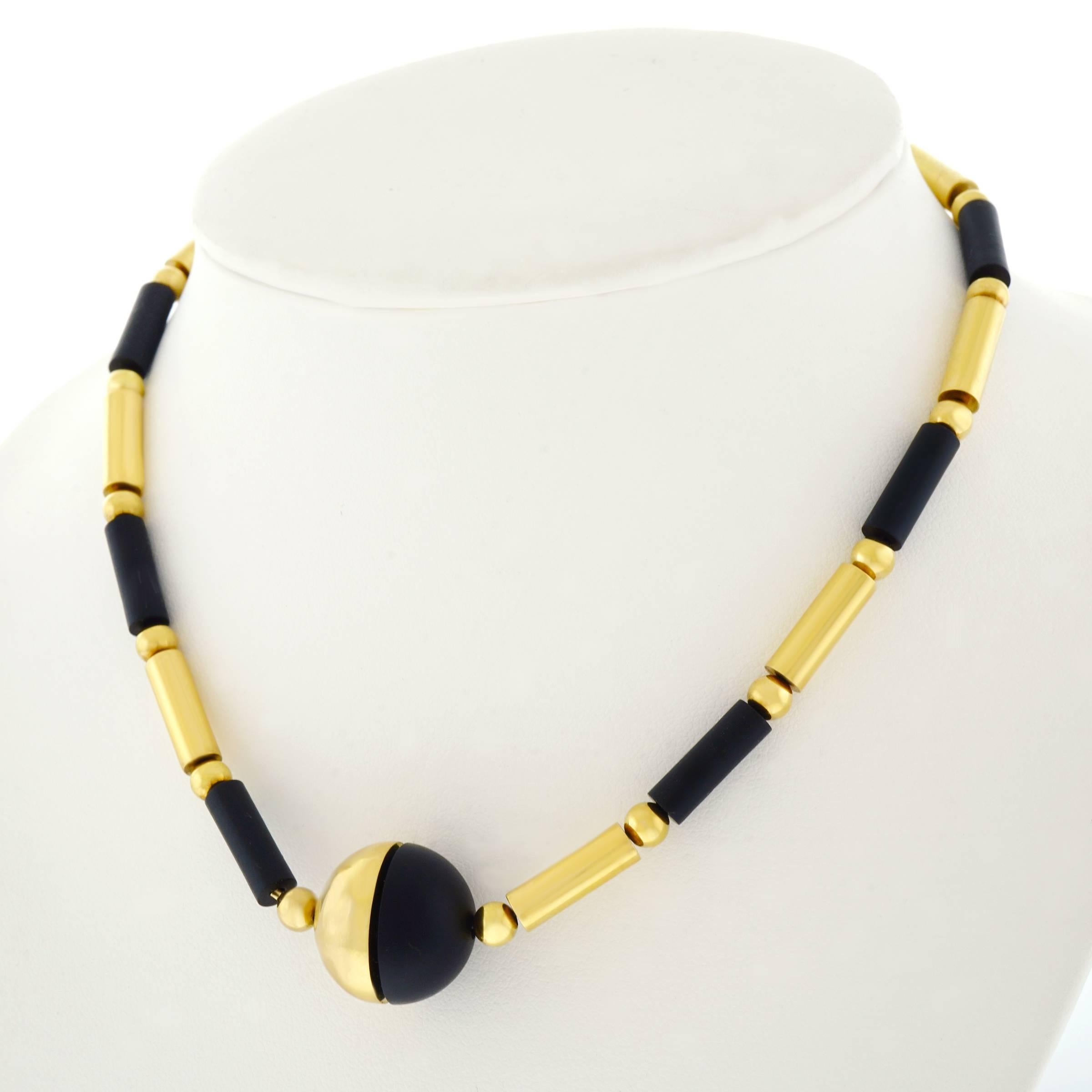 1970s Modernist Hard Stone and Gold Necklace 4