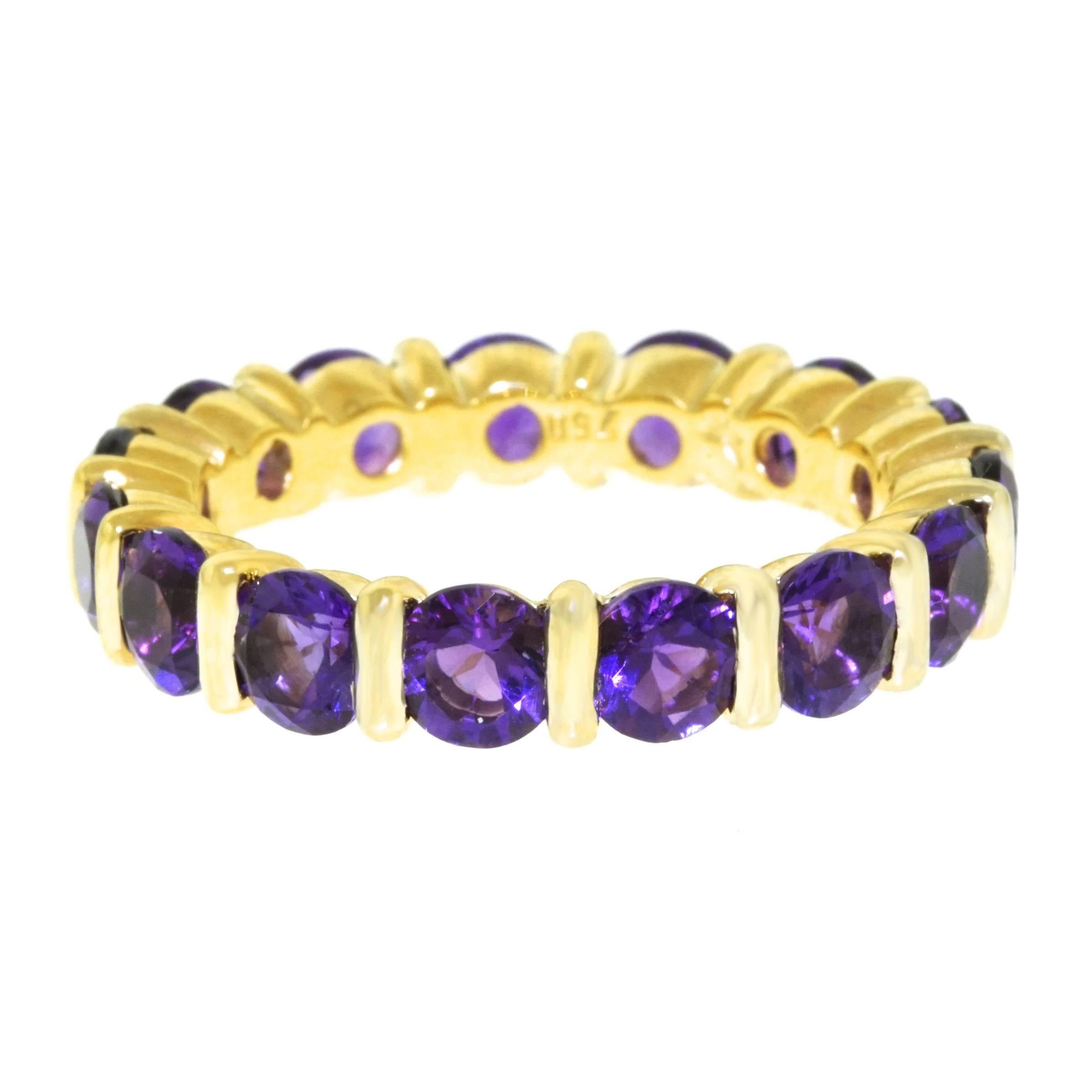 1960s Amethyst and Gold Eternity Band In Excellent Condition In Litchfield, CT