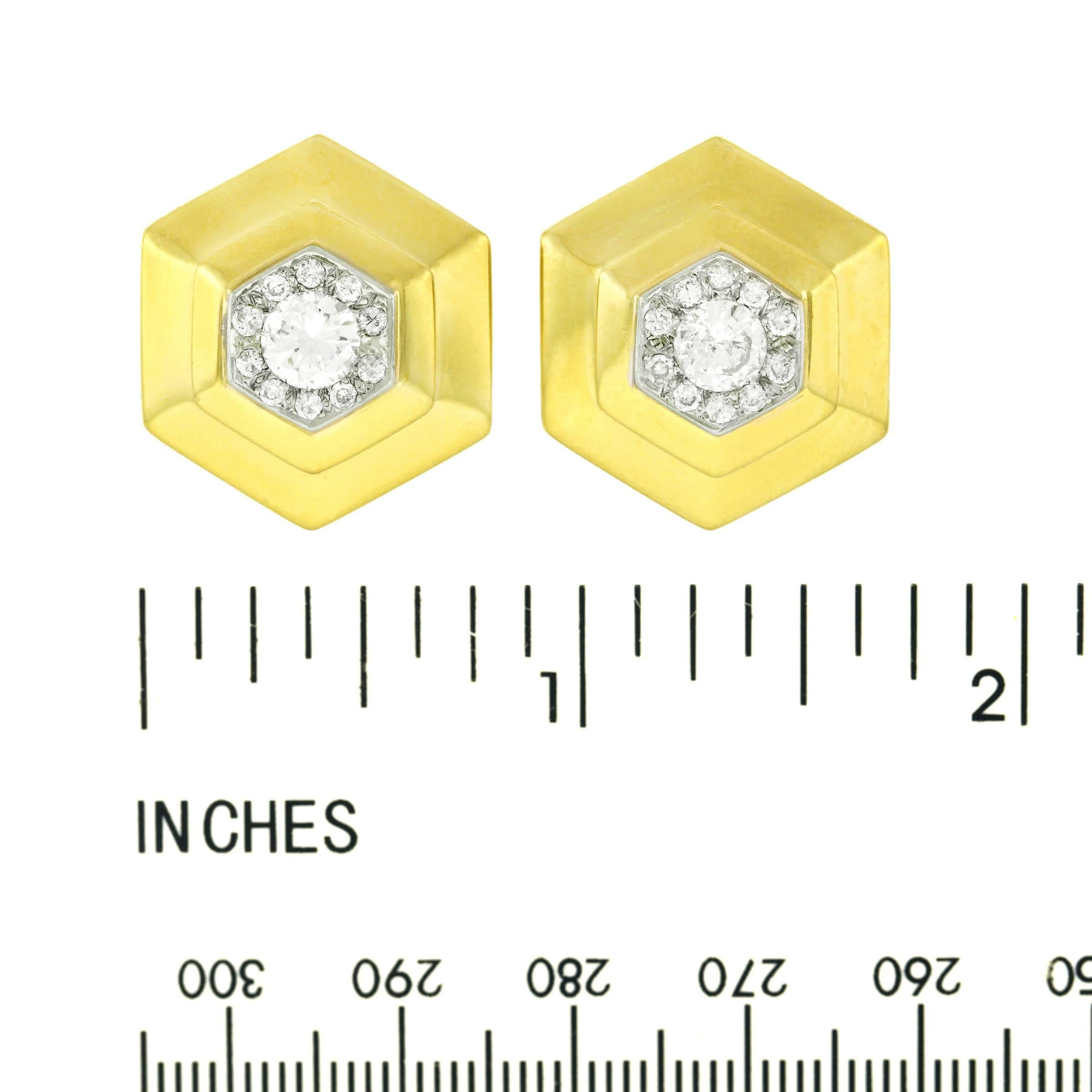 1970s Chic Diamond Set Gold Earrings 2