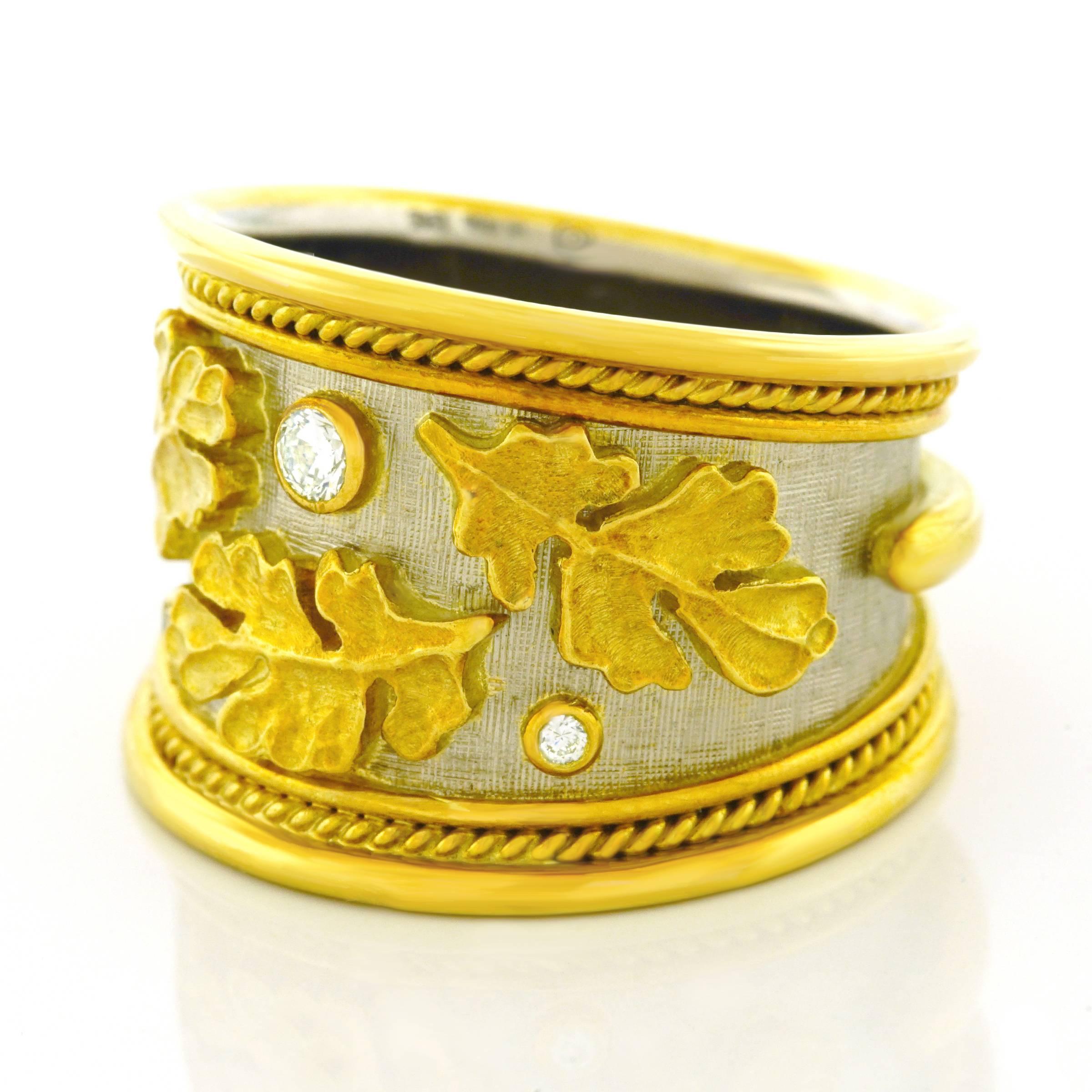 Elizabeth Gage Diamond Set Gold Ring 2