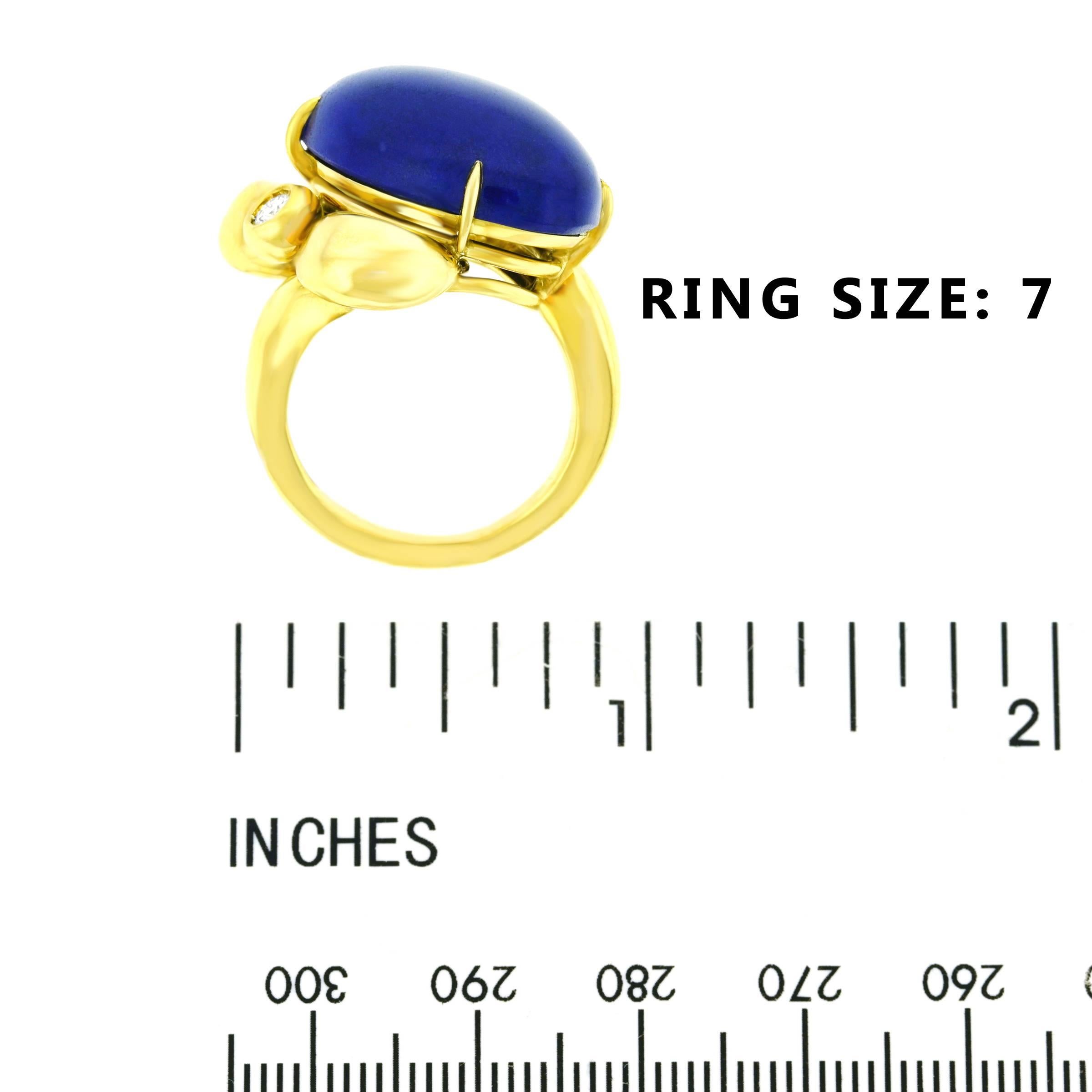 Meister Modernist Lapis and Diamond Set Gold Ring 2