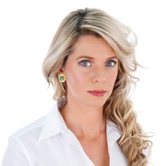 Maija Neimanis Tourmaline Cabochon Set Gold Earrings