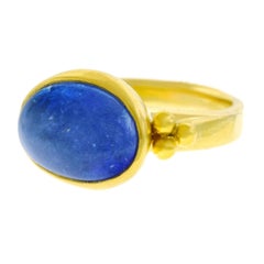 Archaic Motif Tanzanite Set High Karat Gold Ring