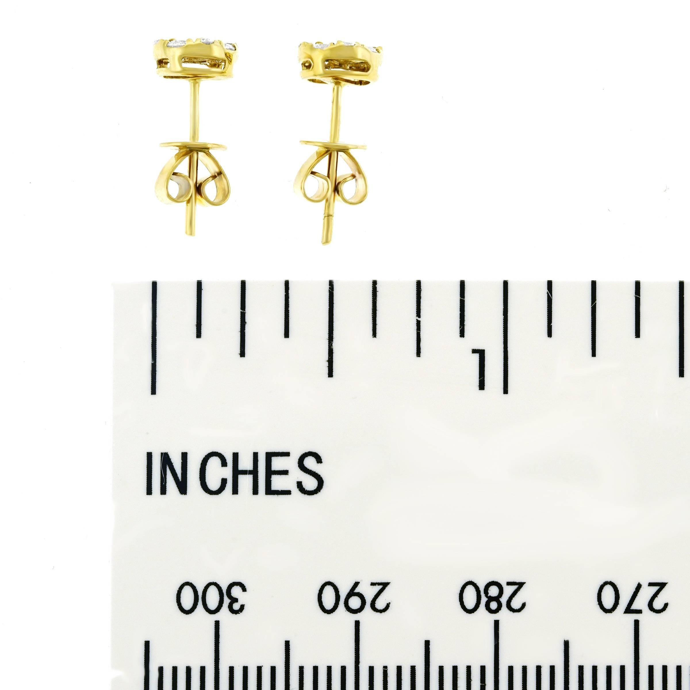 Diamond Set Gold Cluster Earrings 1