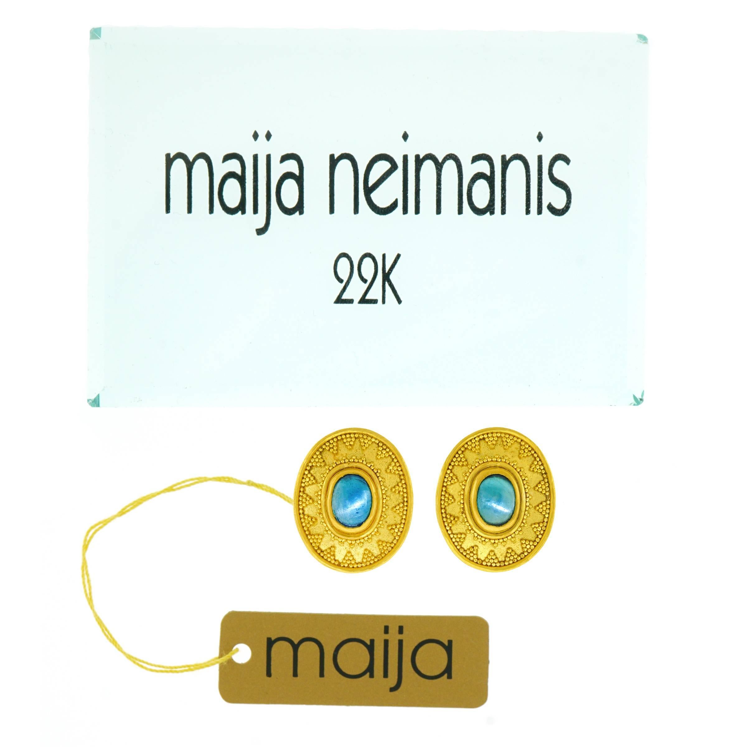 Maija Neimanis Archaic Motif Tourmaline Set Gold Earrings 5
