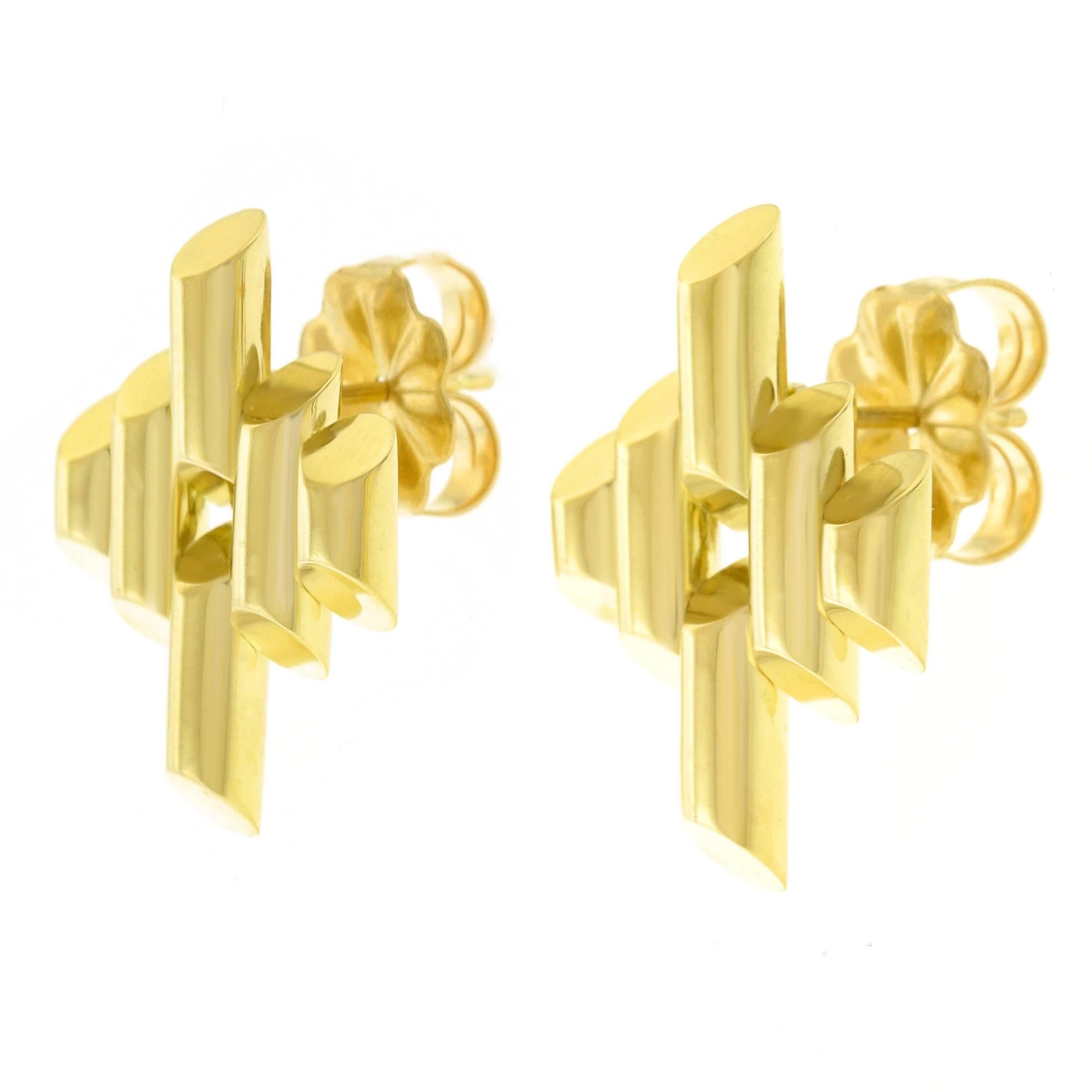 Tiffany and Co. Art Deco Gold Earrings In Excellent Condition In Litchfield, CT