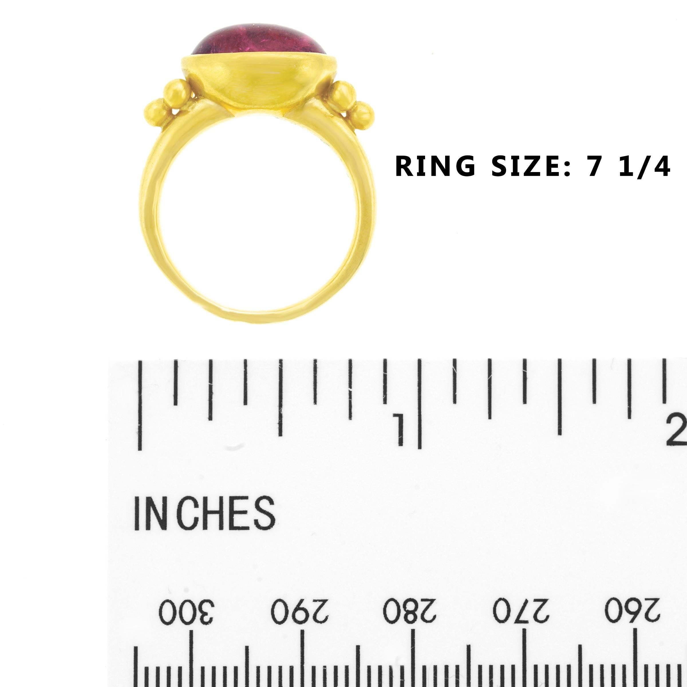 Maija Neimanis Ancient Roman Motif Pink Tourmaline Set Gold Ring 2
