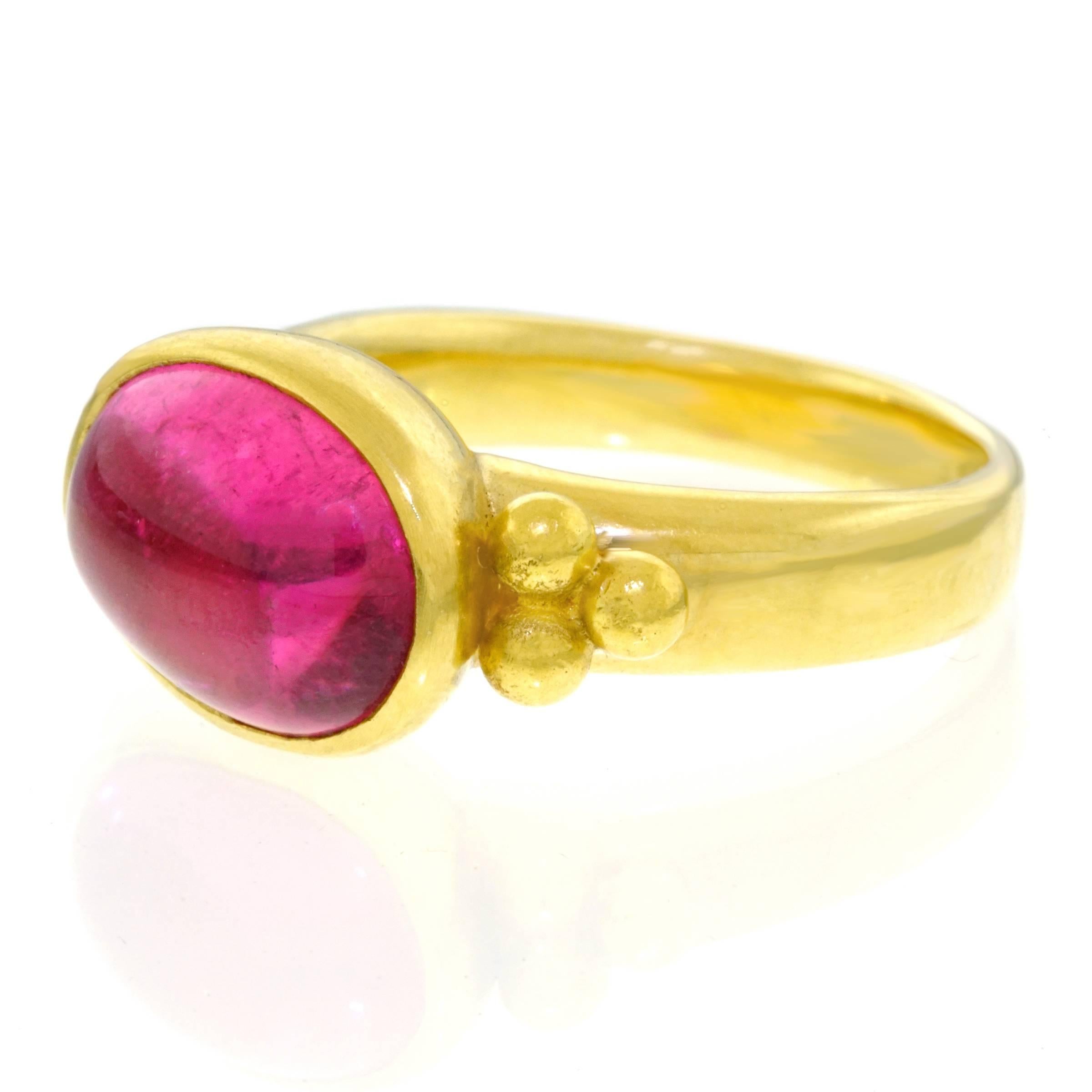 Maija Neimanis Ancient Roman Motif Pink Tourmaline Set Gold Ring 3
