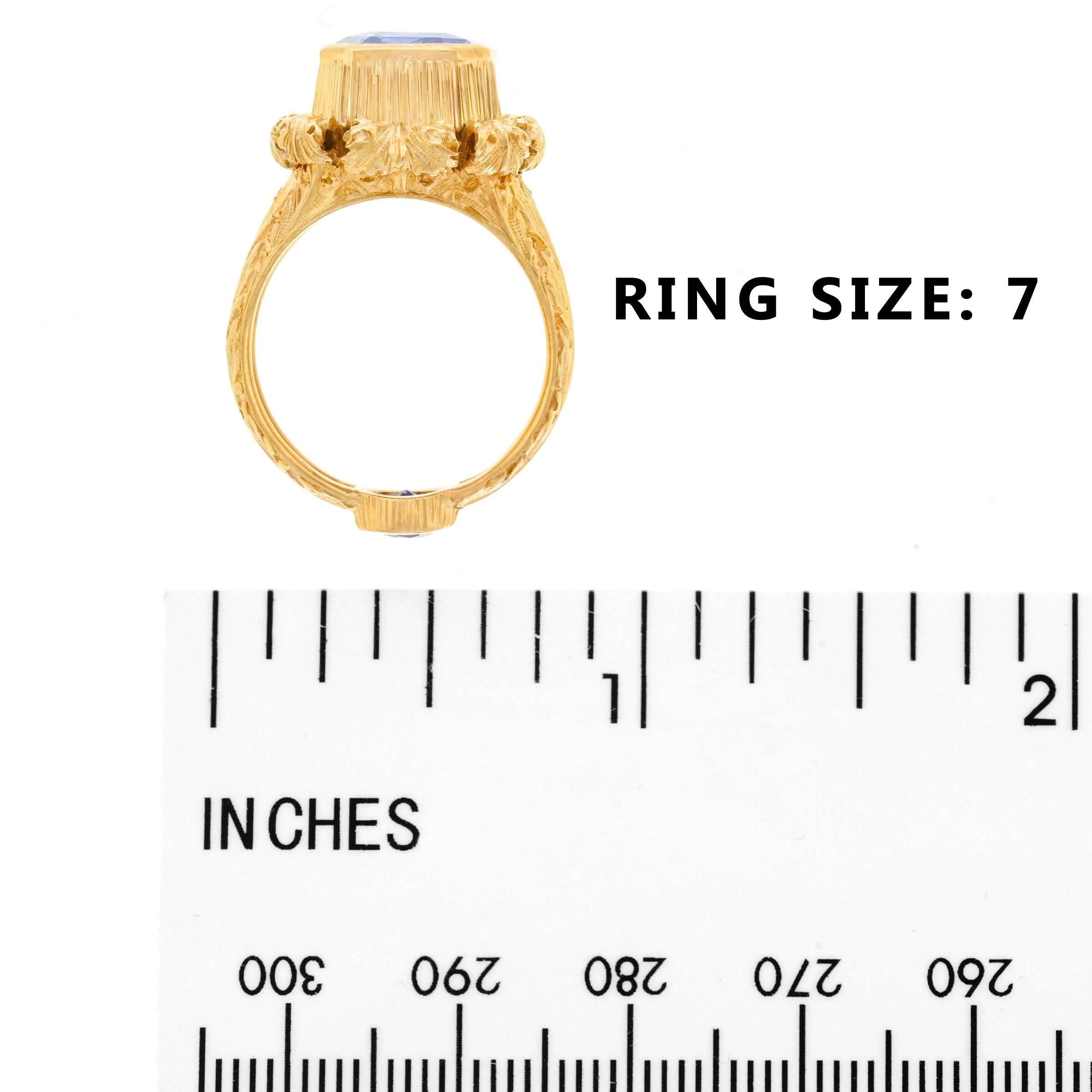 Art Deco Sapphire Set Gold Ring GIA No Heat 1
