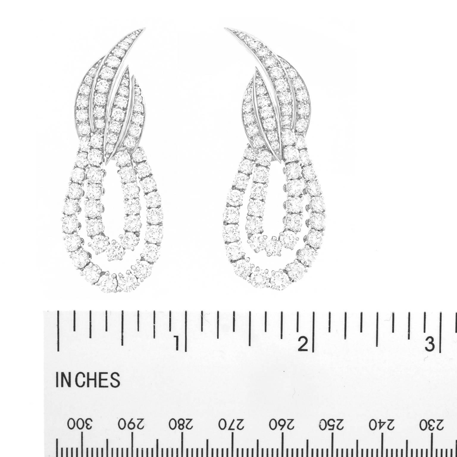 Fred Paris 10 Carat Total Weight Diamond Chandelier Platinum Earrings 2
