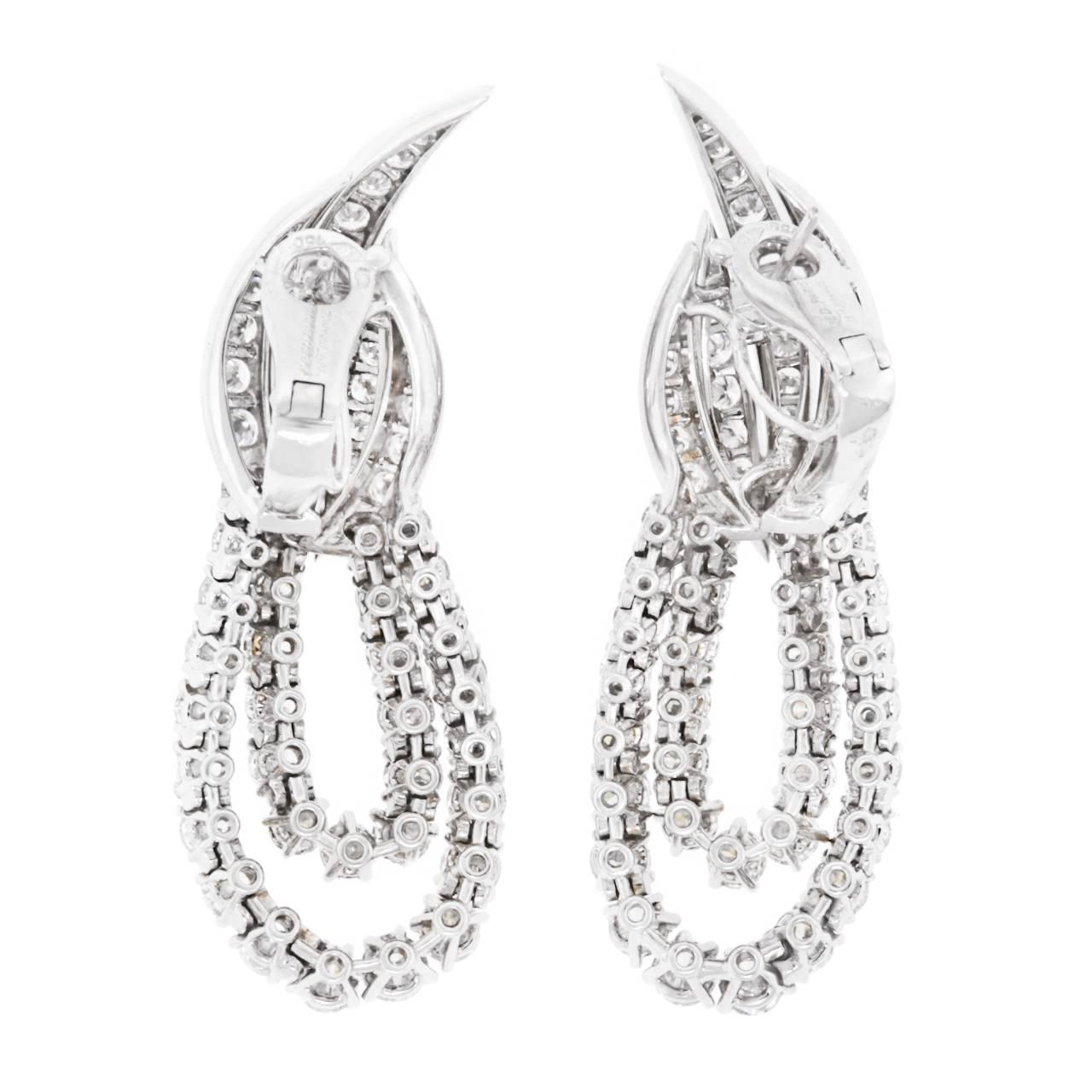 Fred Paris 10 Carat Total Weight Diamond Chandelier Platinum Earrings 3