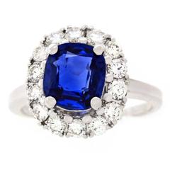 2.53 Carat No Heat Burma Sapphire & Diamond Gold Ring 2