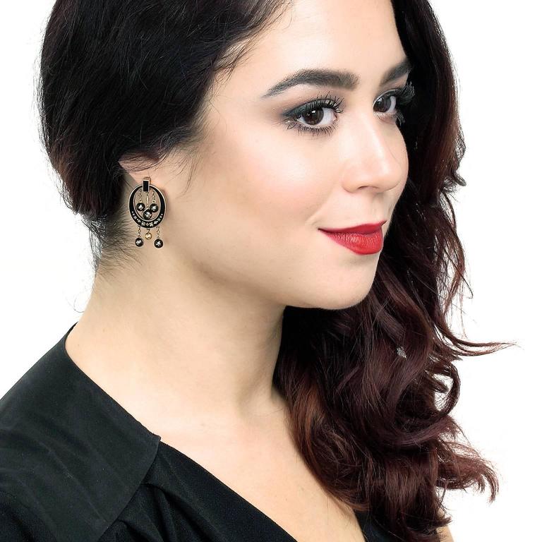 Antique Enamel Gold Chandelier Earrings For Sale at 1stdibs