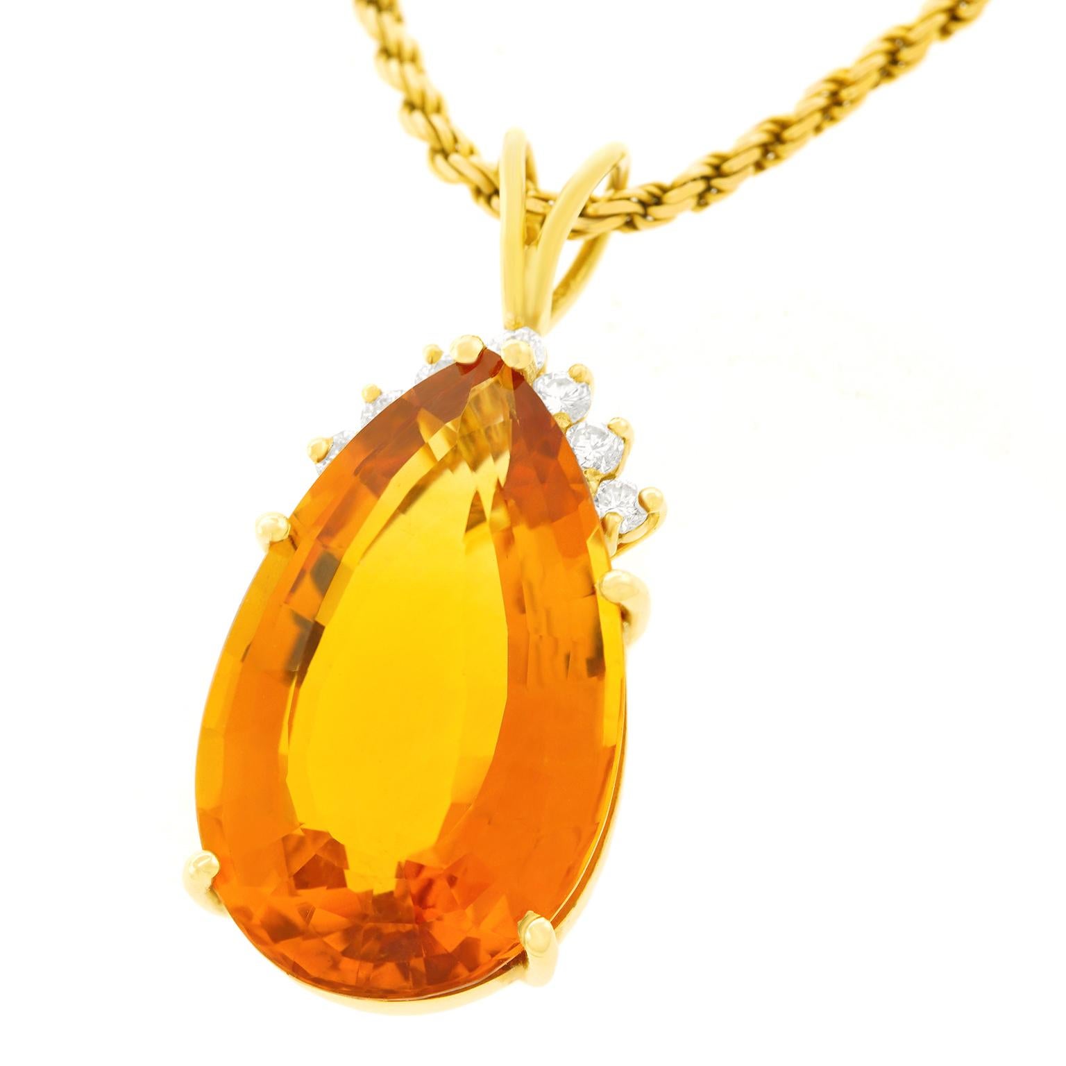 Citrine and Diamond Set Pendant In Excellent Condition In Litchfield, CT