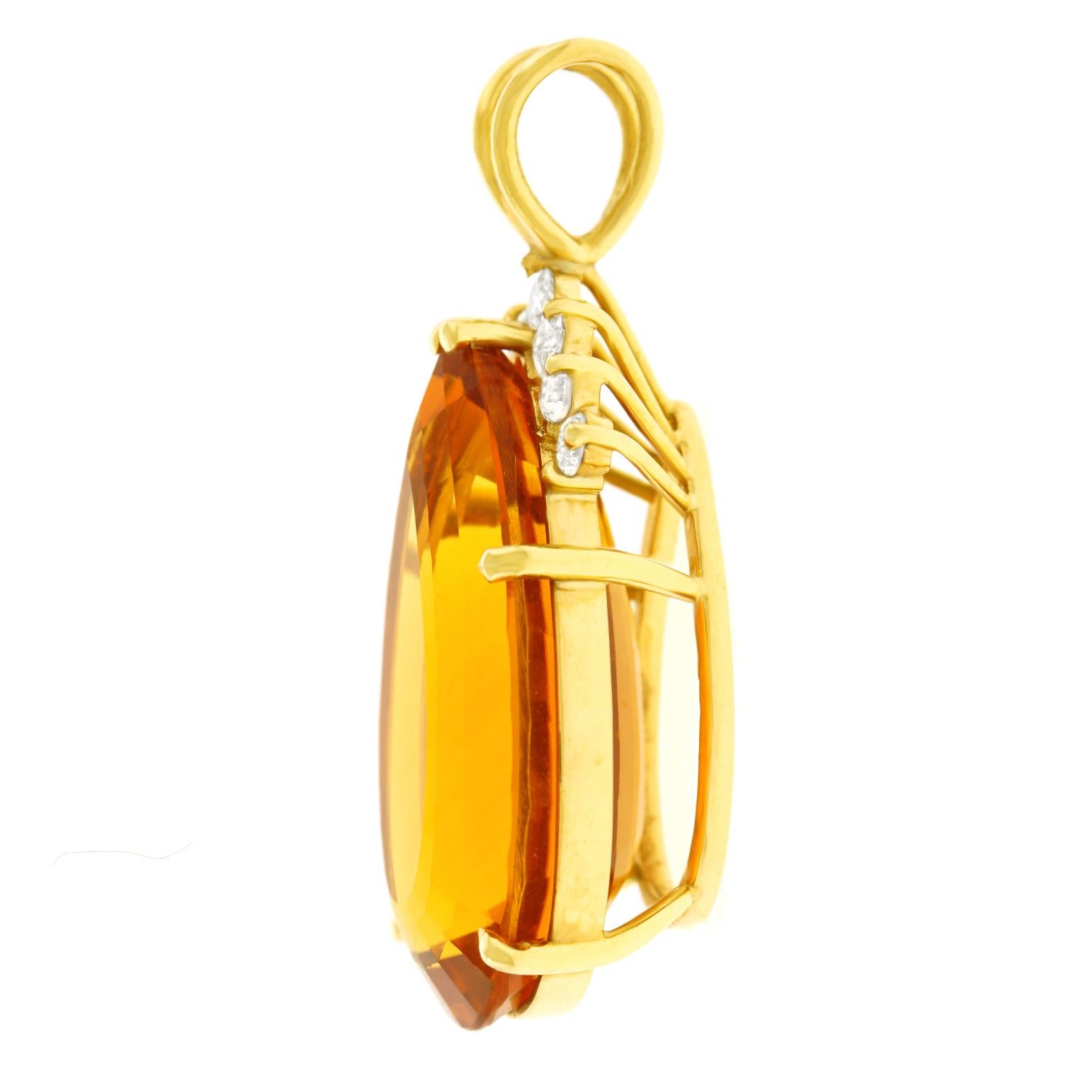 Citrine and Diamond Set Pendant 1